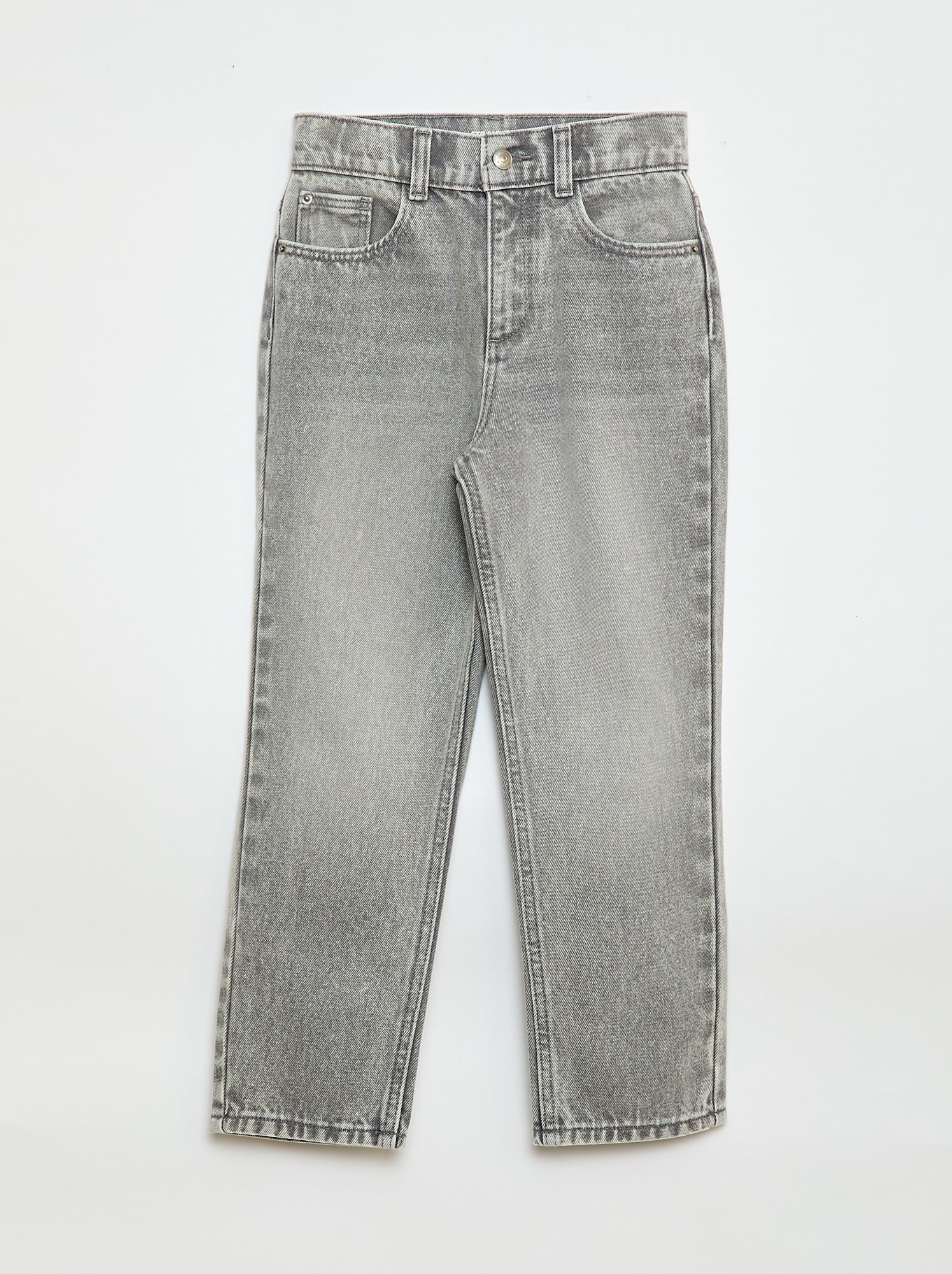 Pantalon en denim à taille haute - Gris