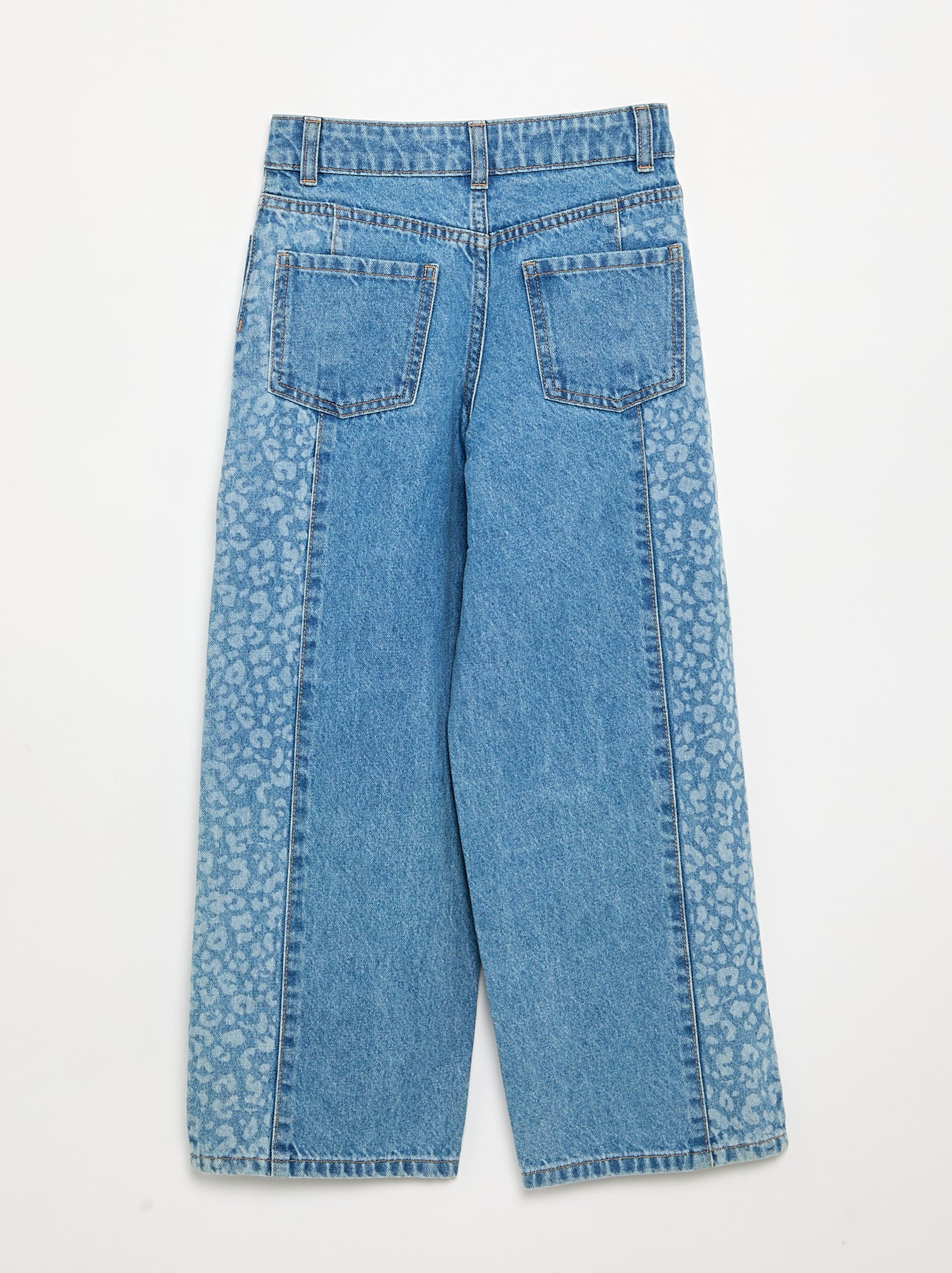Pantalon en denim avec empiècements imprimés - Bleu