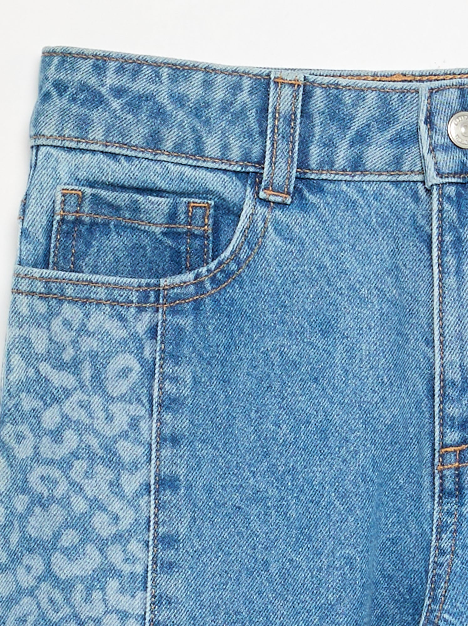 Pantalon en denim avec empiècements imprimés - Bleu