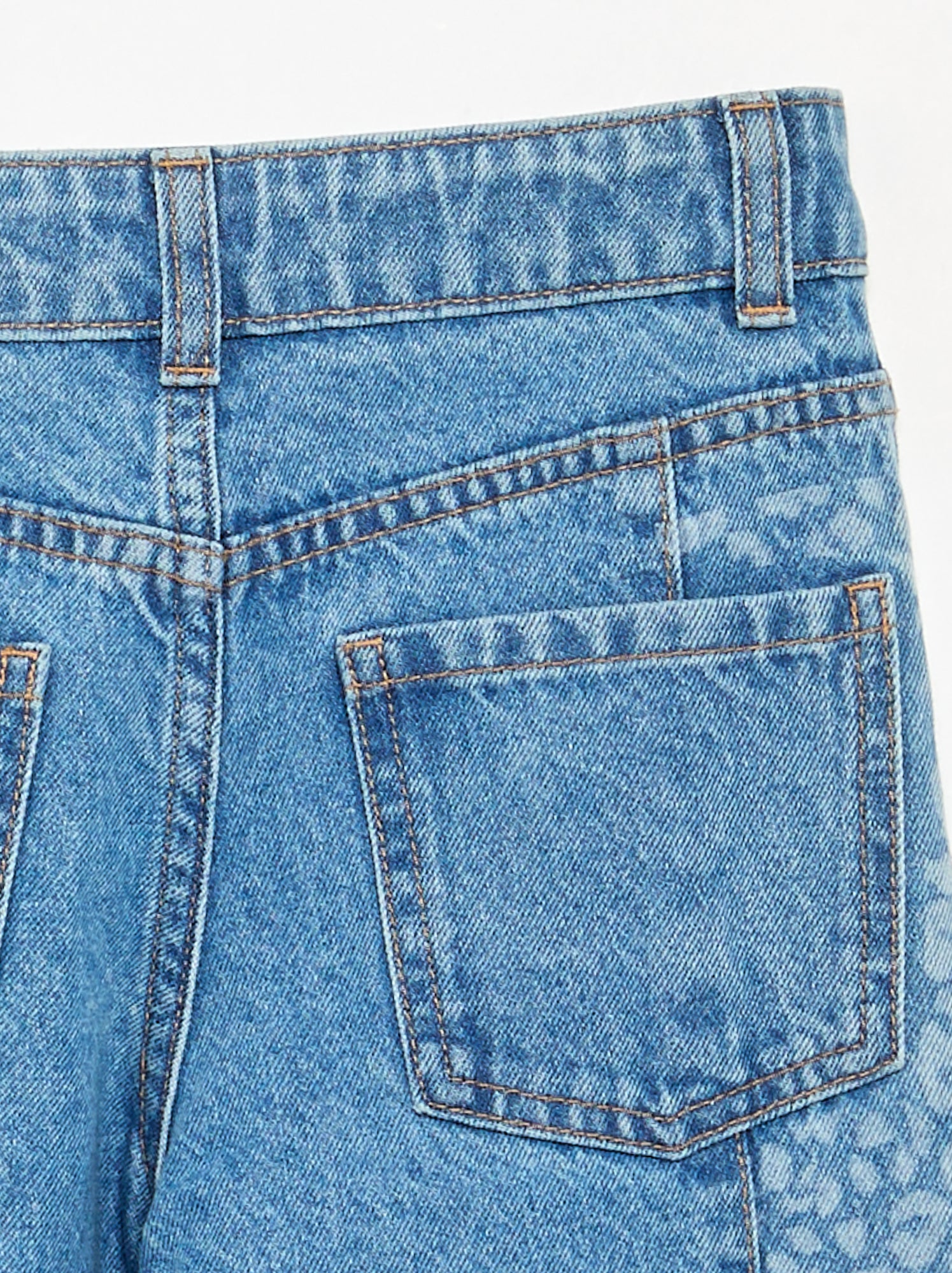 Pantalon en denim avec empiècements imprimés - Bleu