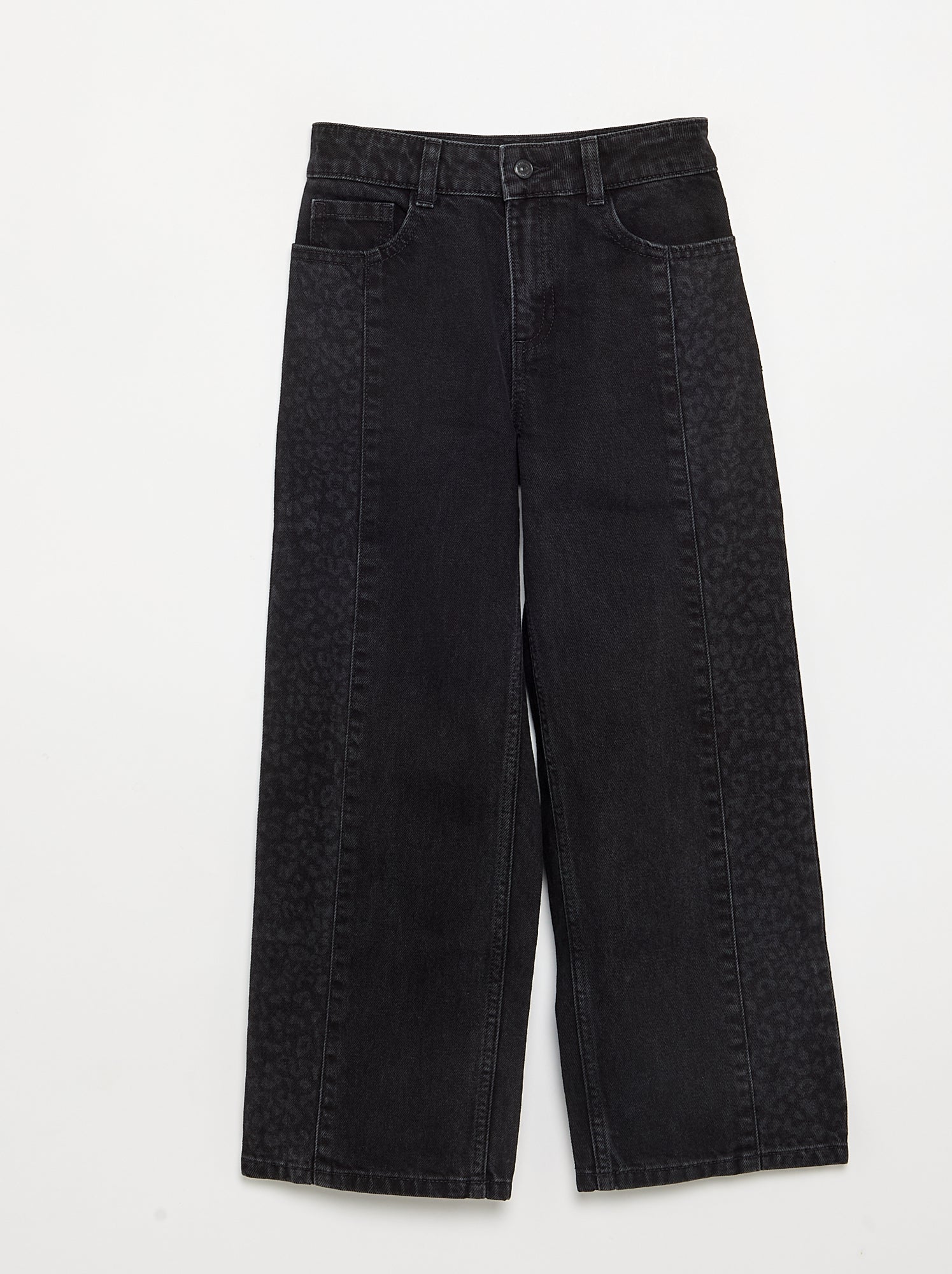 Pantalon en denim avec empiècements imprimés - Noir