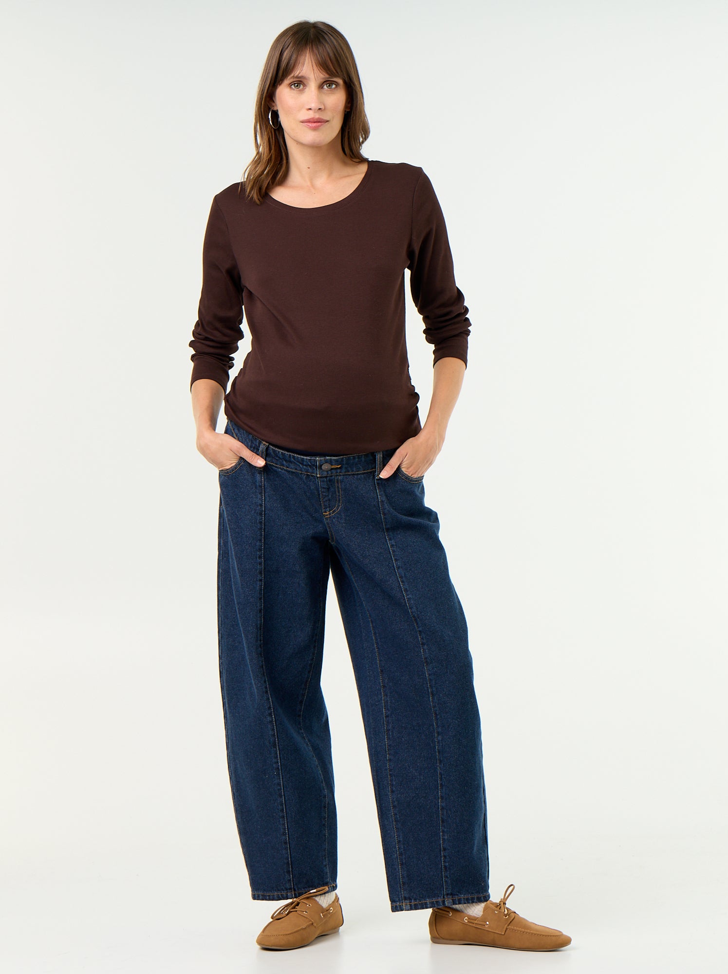 Pantalon en denim de maternité coupe barrel - Bleu (GJM64_2)