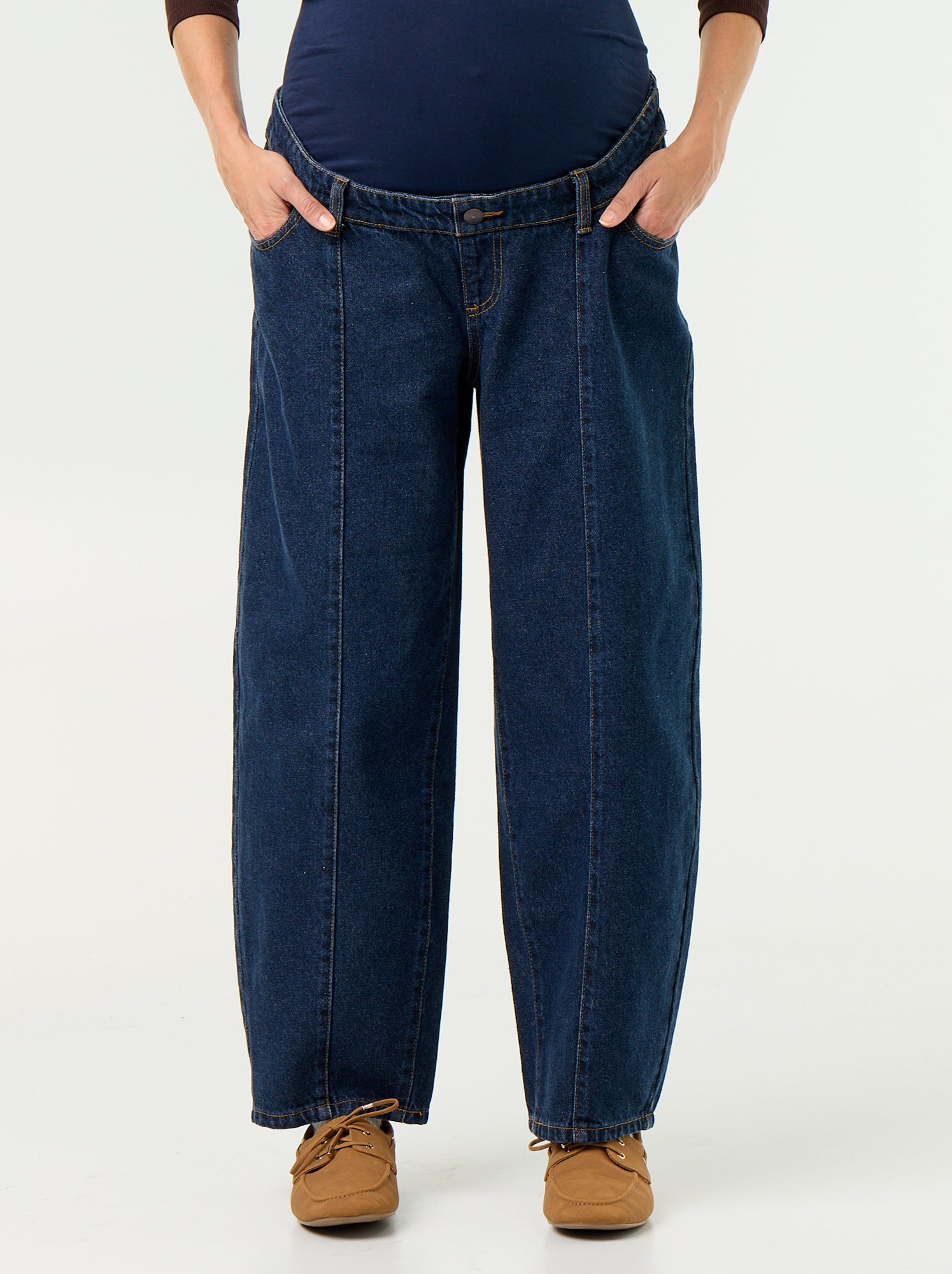 Pantalon en denim de maternité coupe barrel - Bleu (GJM64_2)