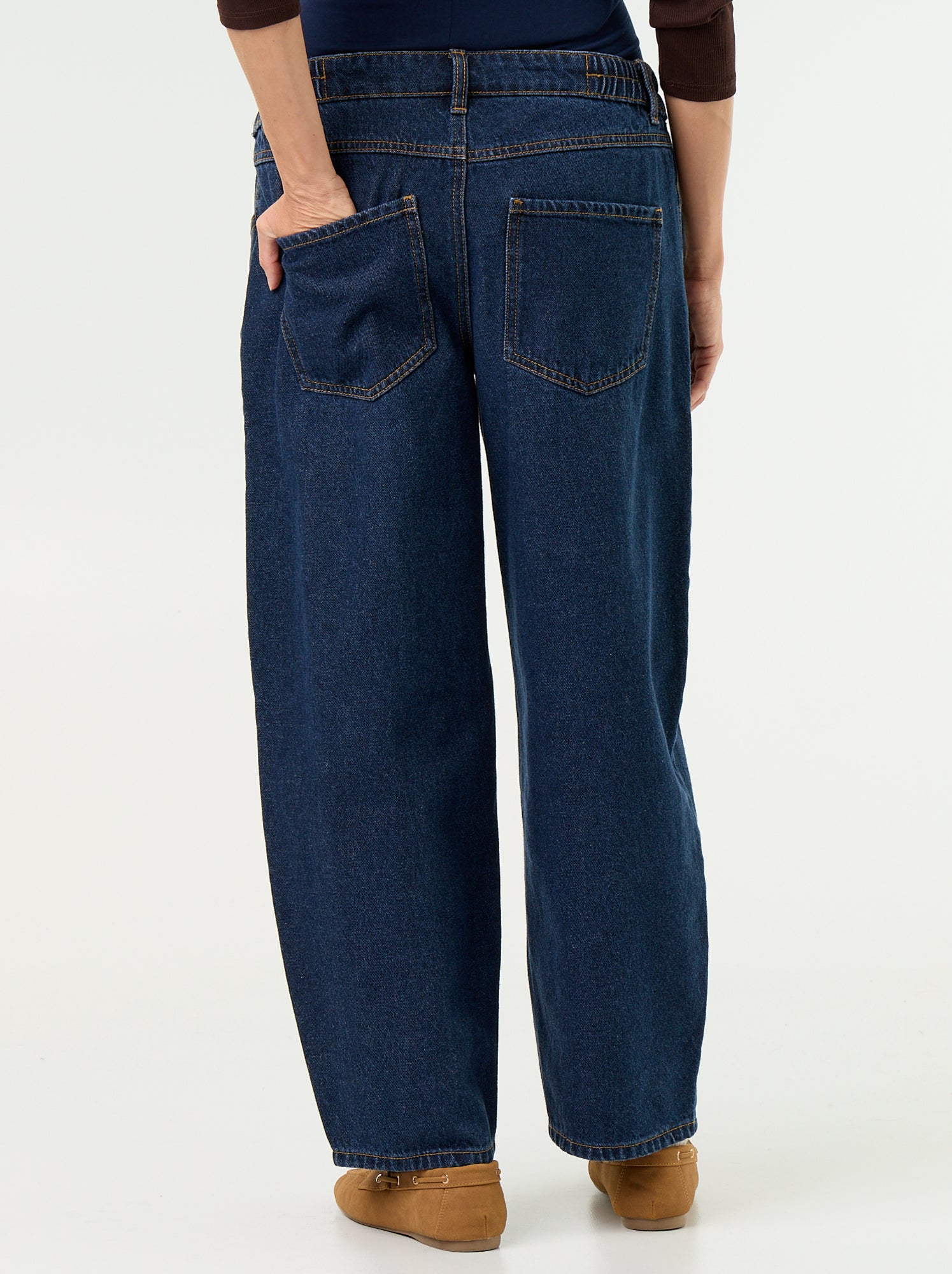 Pantalon en denim de maternité coupe barrel - Bleu (GJM64_2)