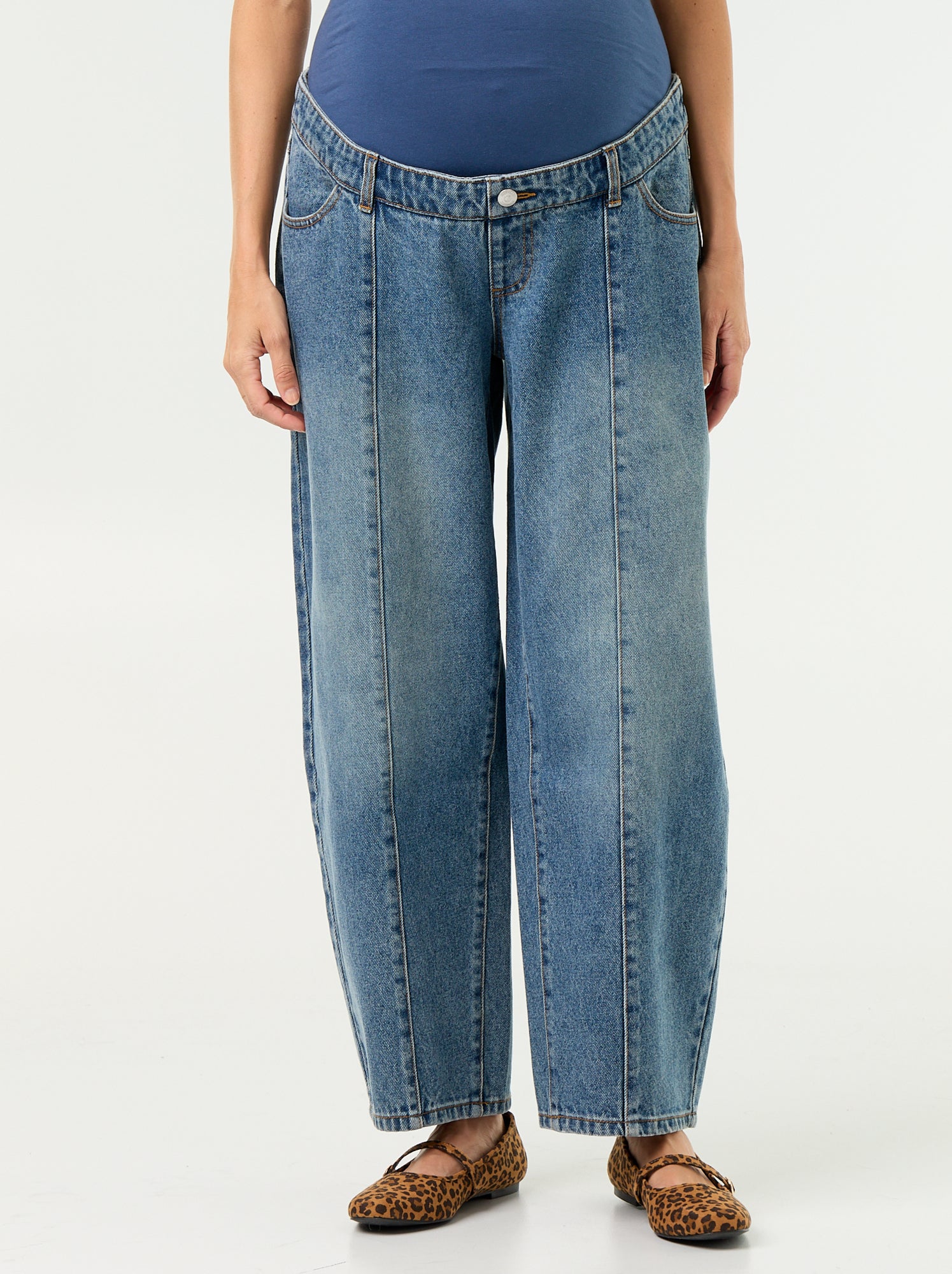 Pantalon en denim de maternité coupe barrel - Bleu (GJM64_3)
