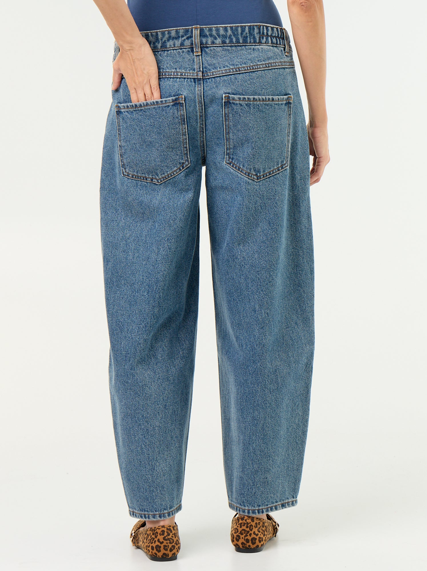 Pantalon en denim de maternité coupe barrel - Bleu (GJM64_3)