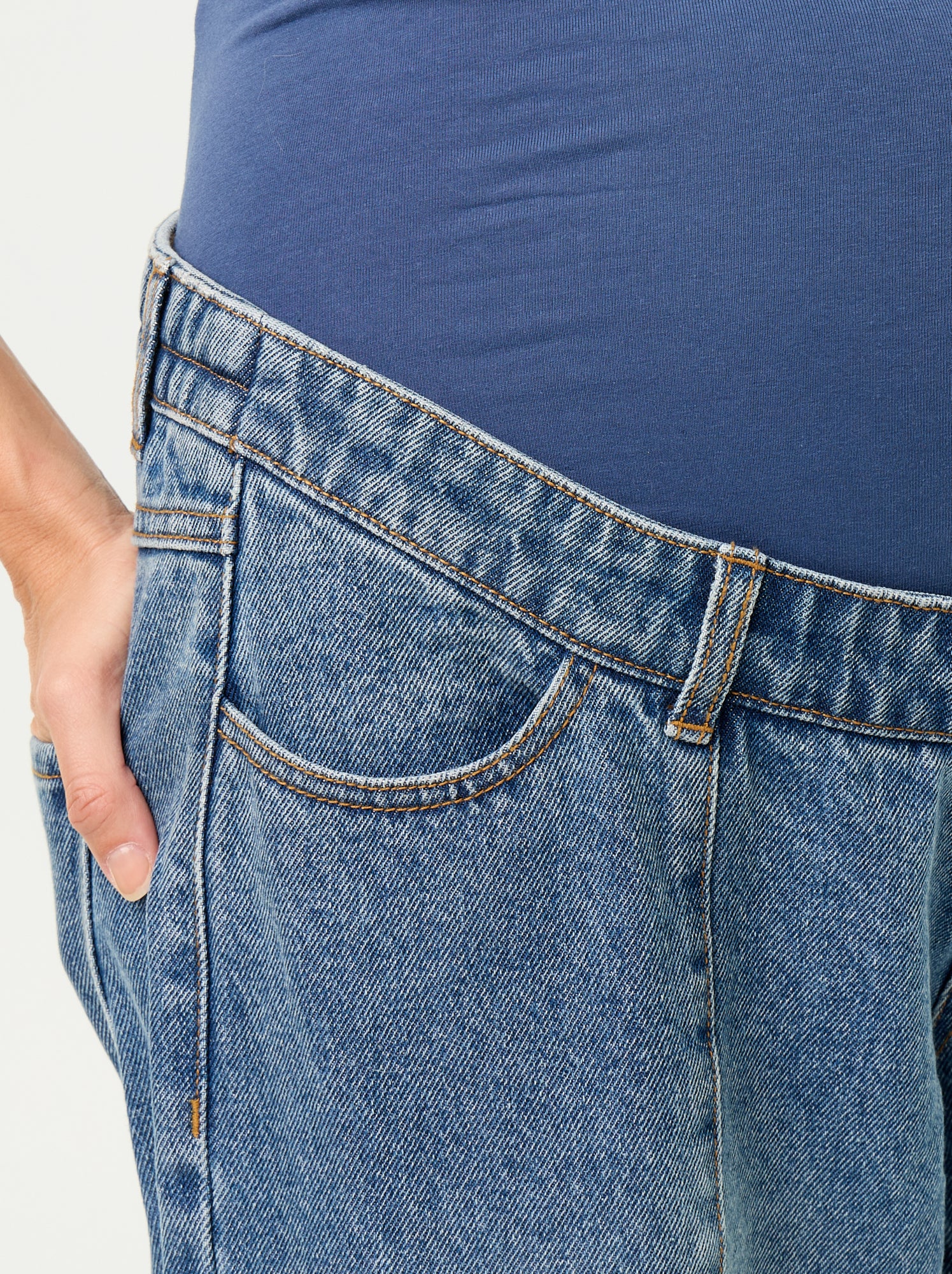 Pantalon en denim de maternité coupe barrel - Bleu (GJM64_3)