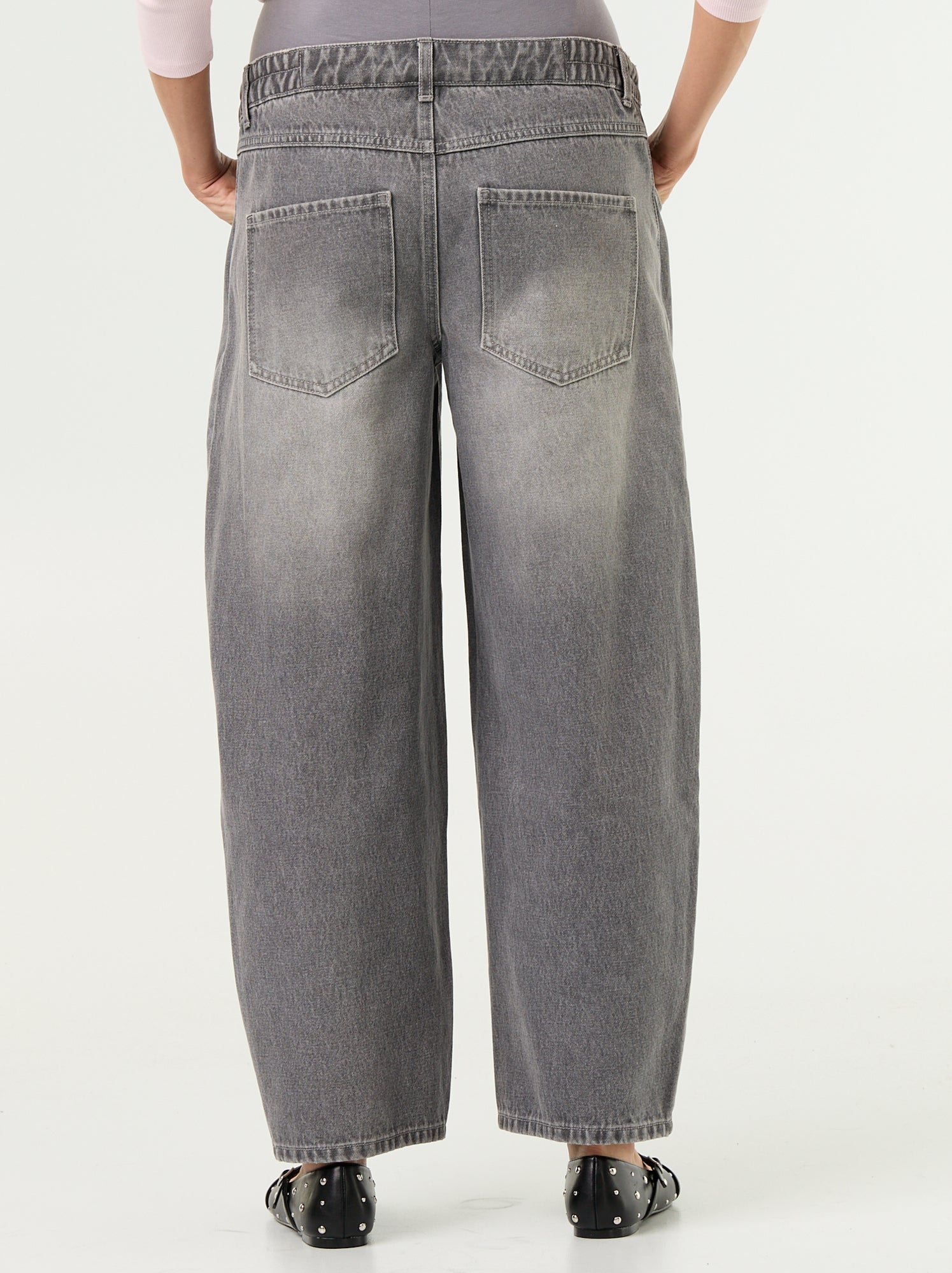Pantalon en denim de maternité coupe barrel - Gris