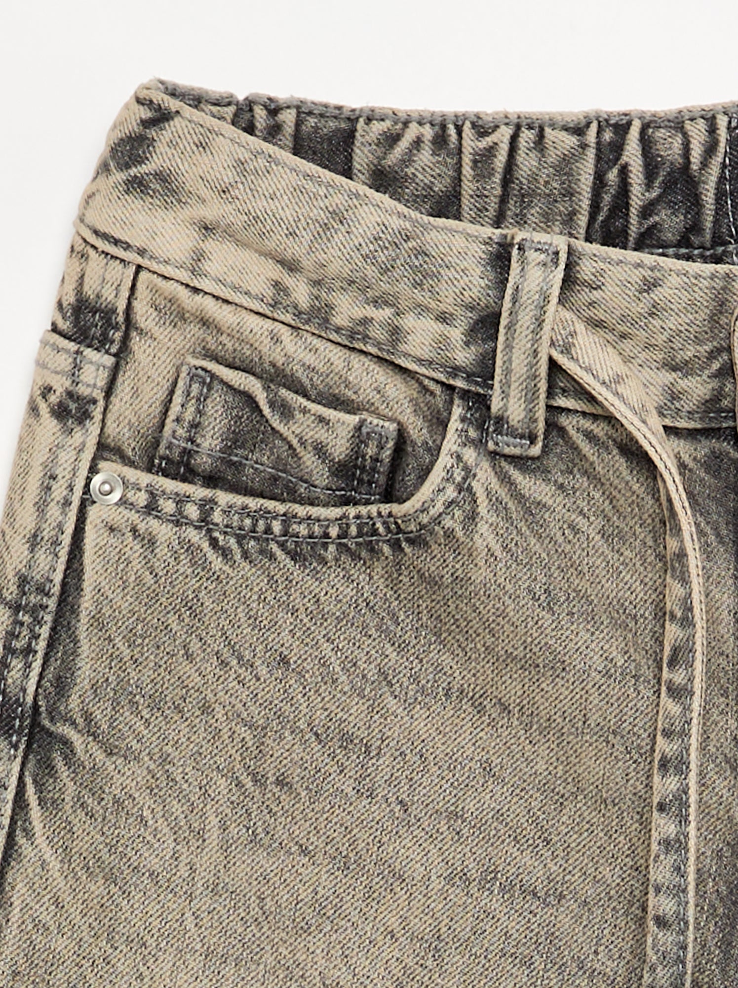 Pantalon en denim forme large - Gris