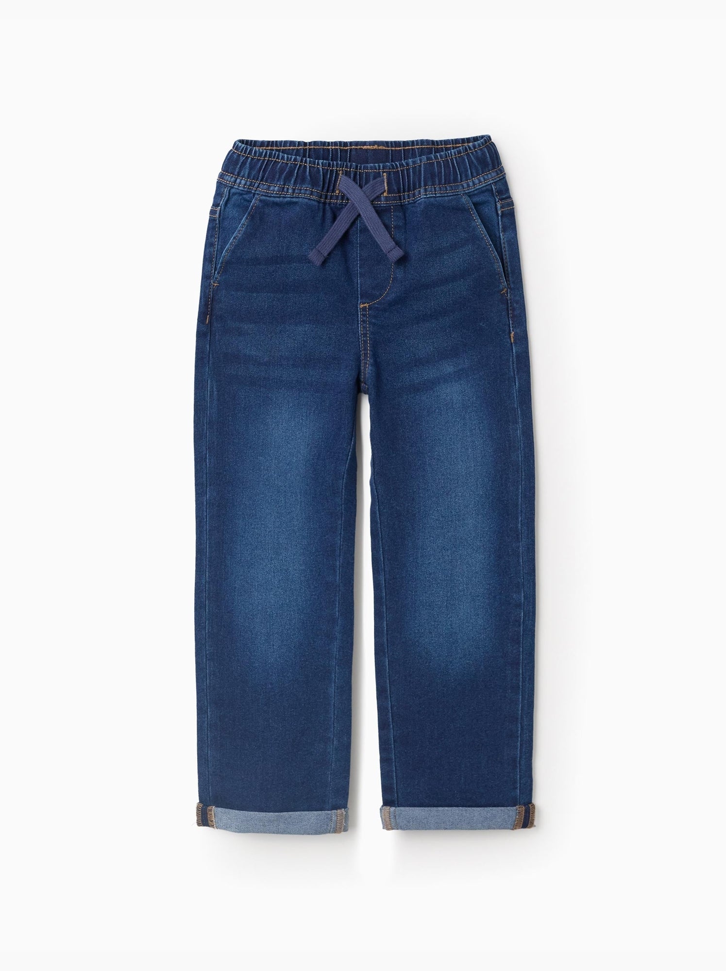 Pantalon en jean slim avec cordon de serrage - Bleu foncé