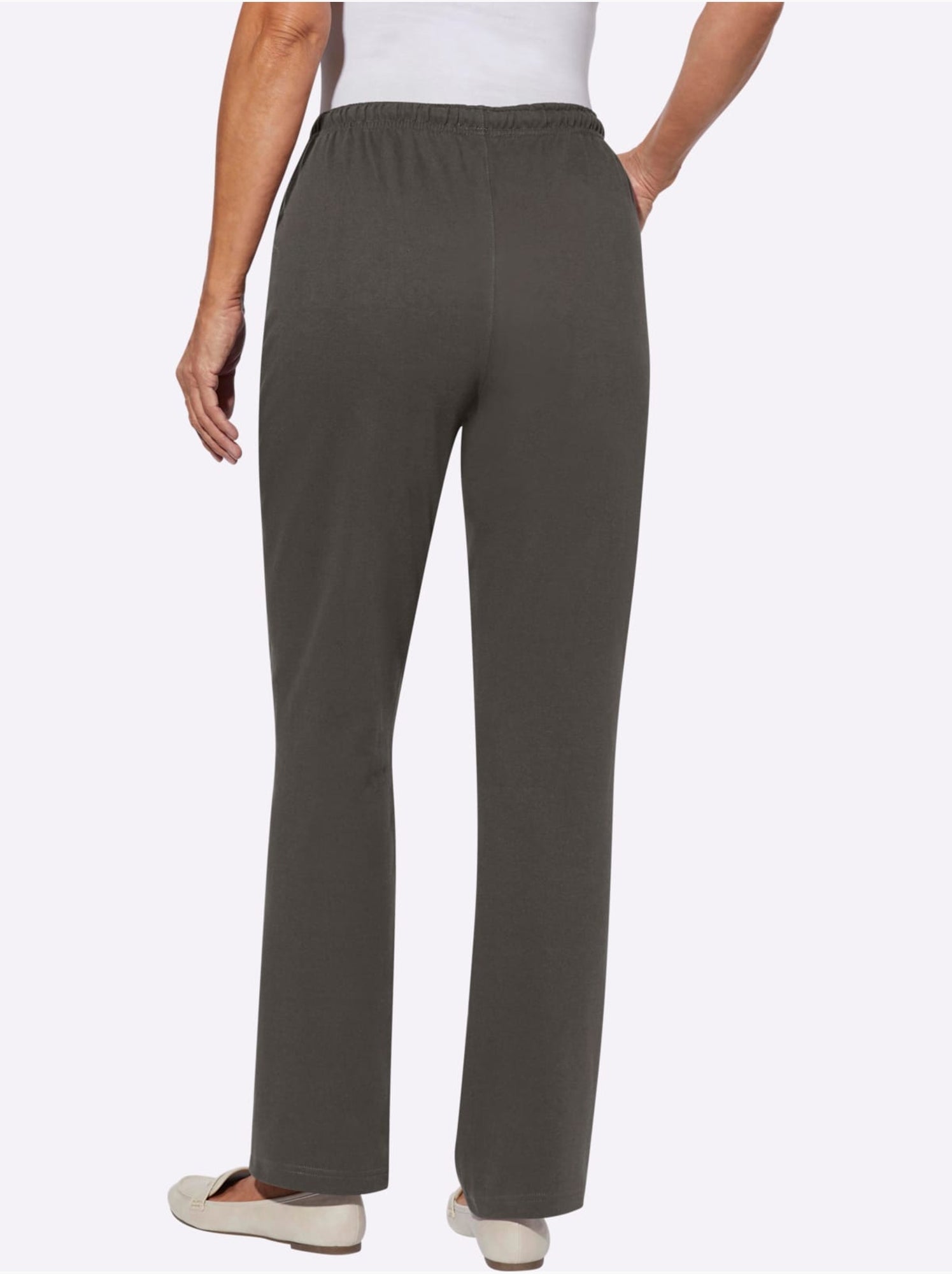 Pantalon en jersey avec ceinture élastique et 2 poches - taille standard - moda vilona - Gris