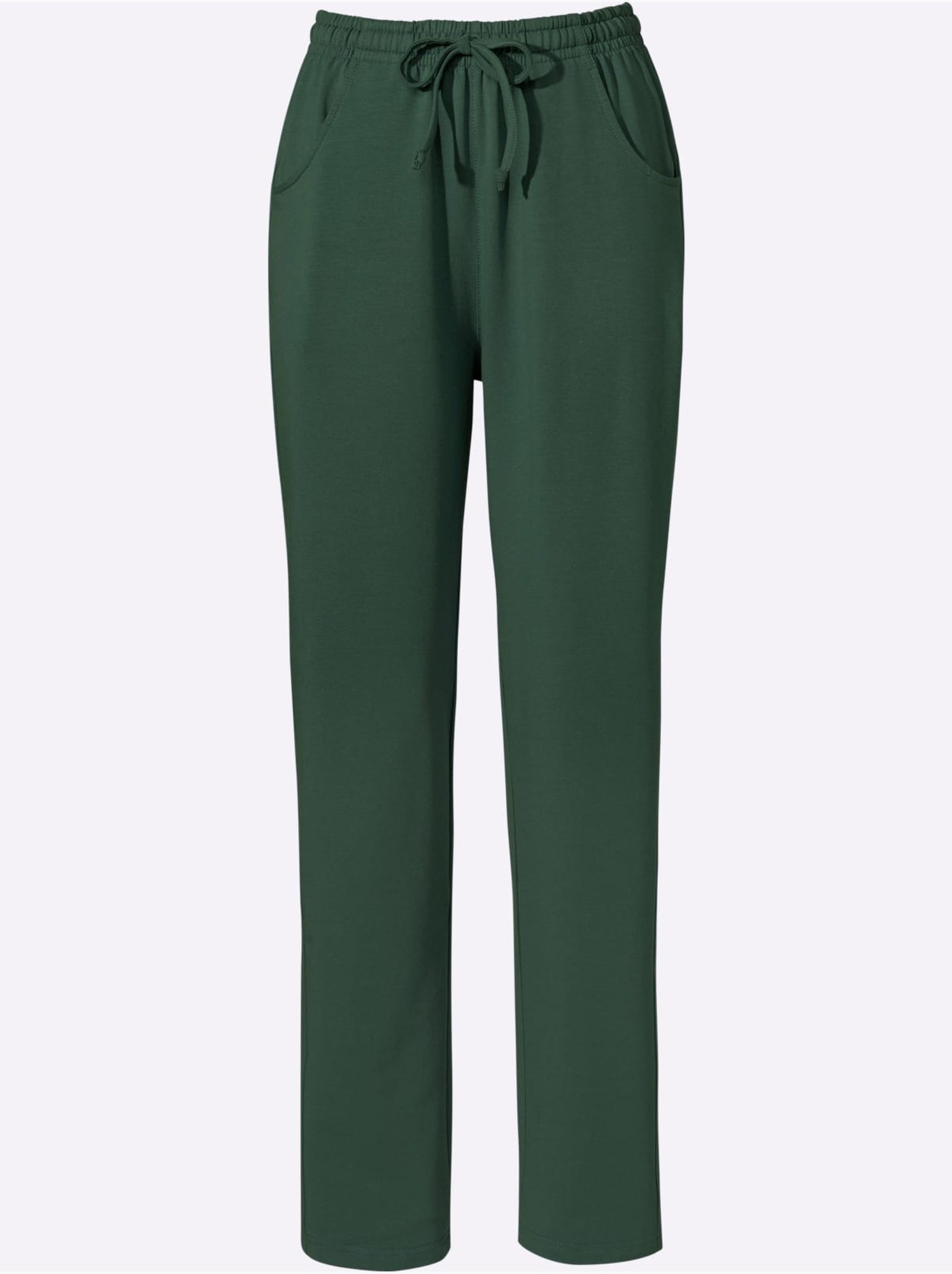 Pantalon en jersey avec ceinture élastique et 2 poches - taille standard - moda vilona - Beige/Vert