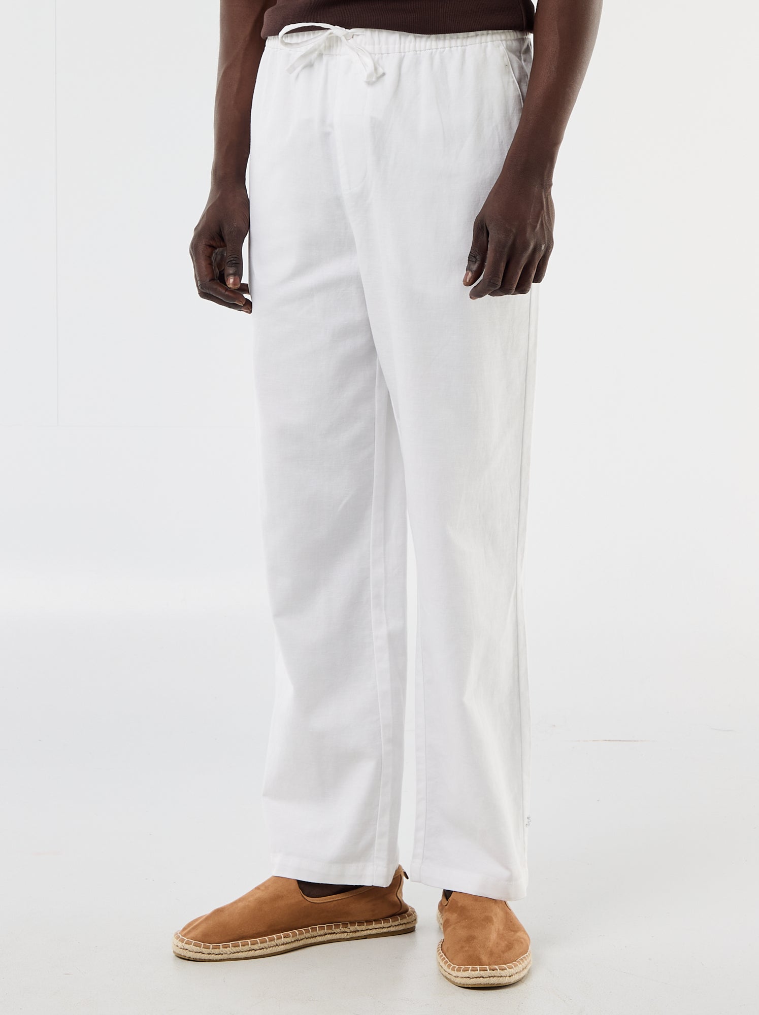 Pantalon en lin mélangé - Blanc