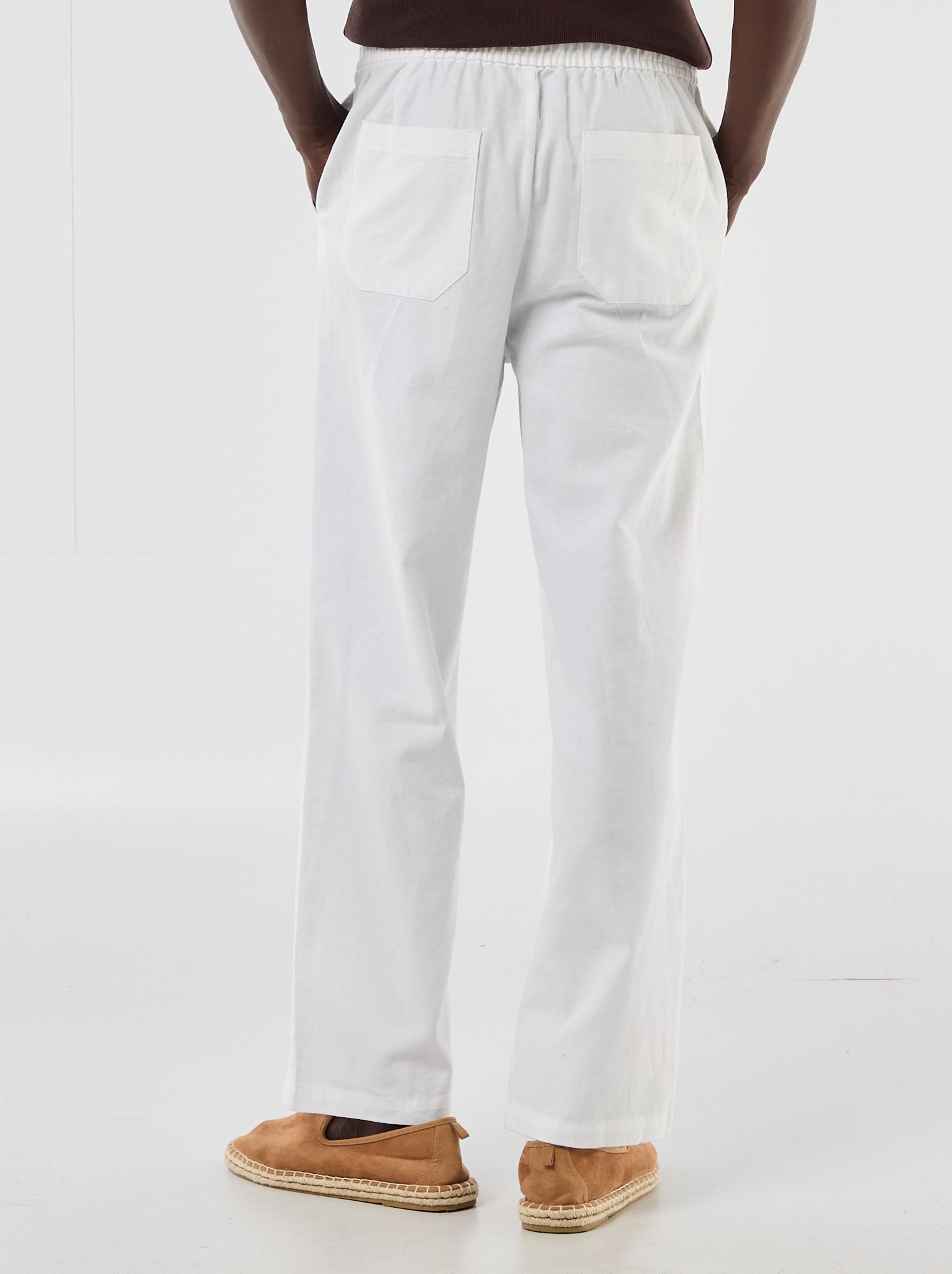 Pantalon en lin mélangé - Blanc