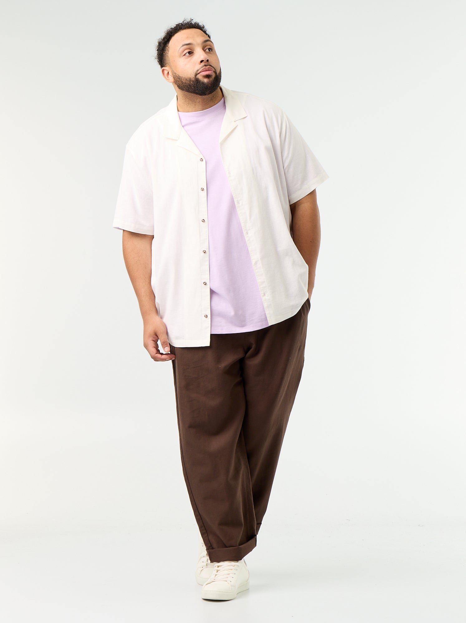 Pantalon en lin mélangé - Marron
