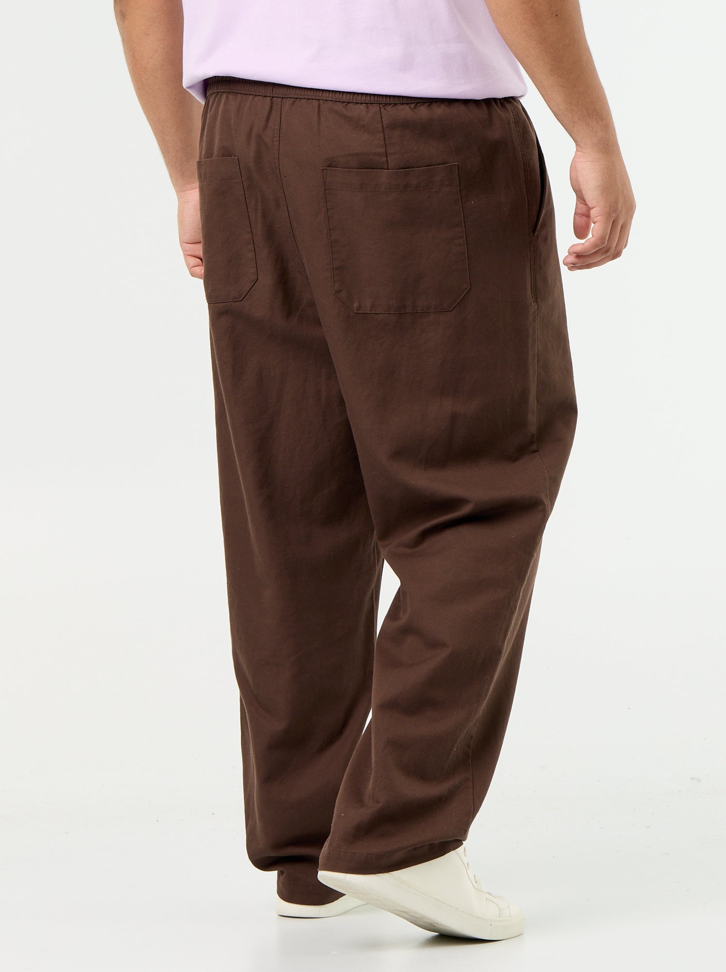 Pantalon en lin mélangé - Marron