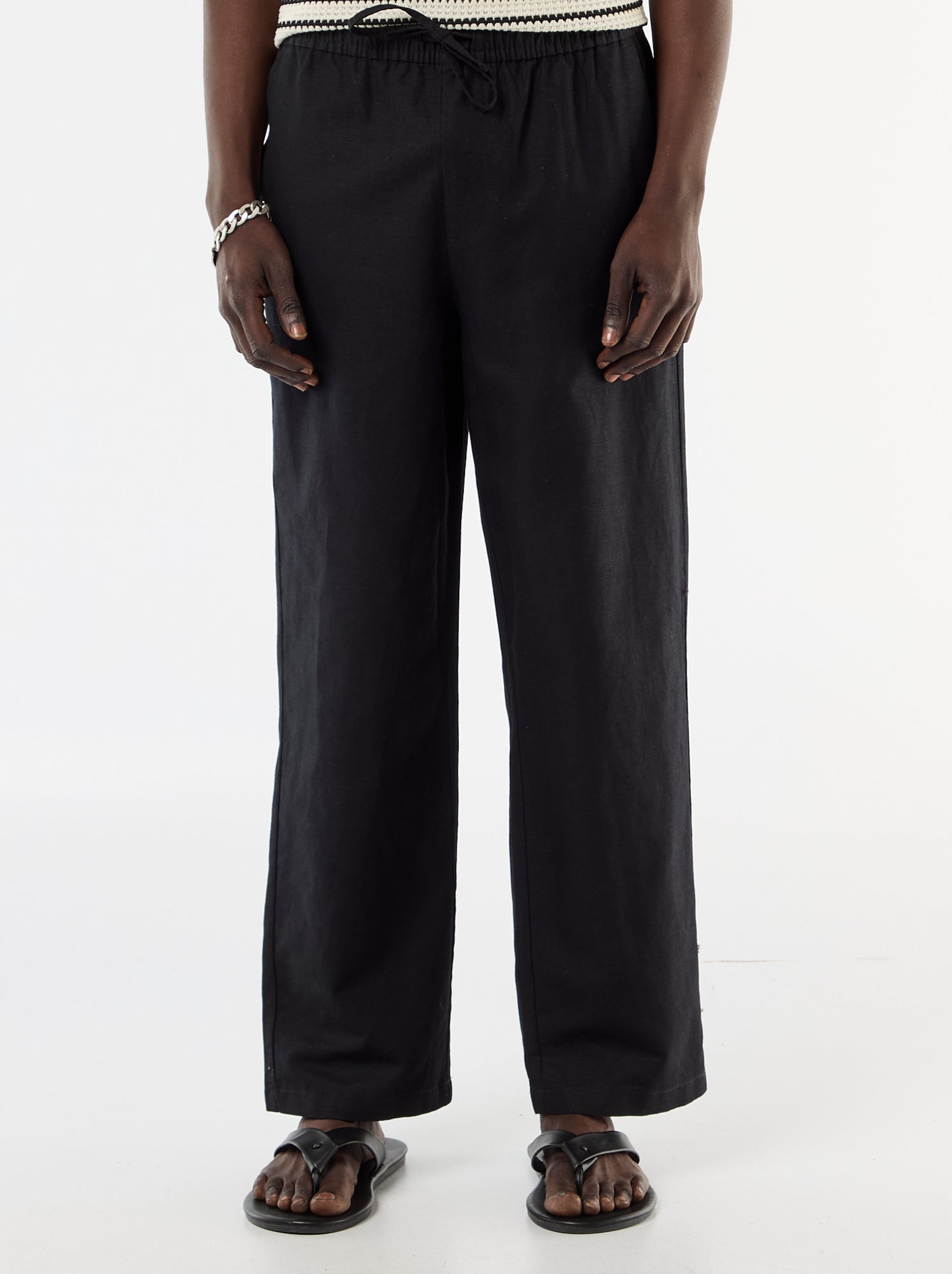 Pantalon en lin mélangé - Noir