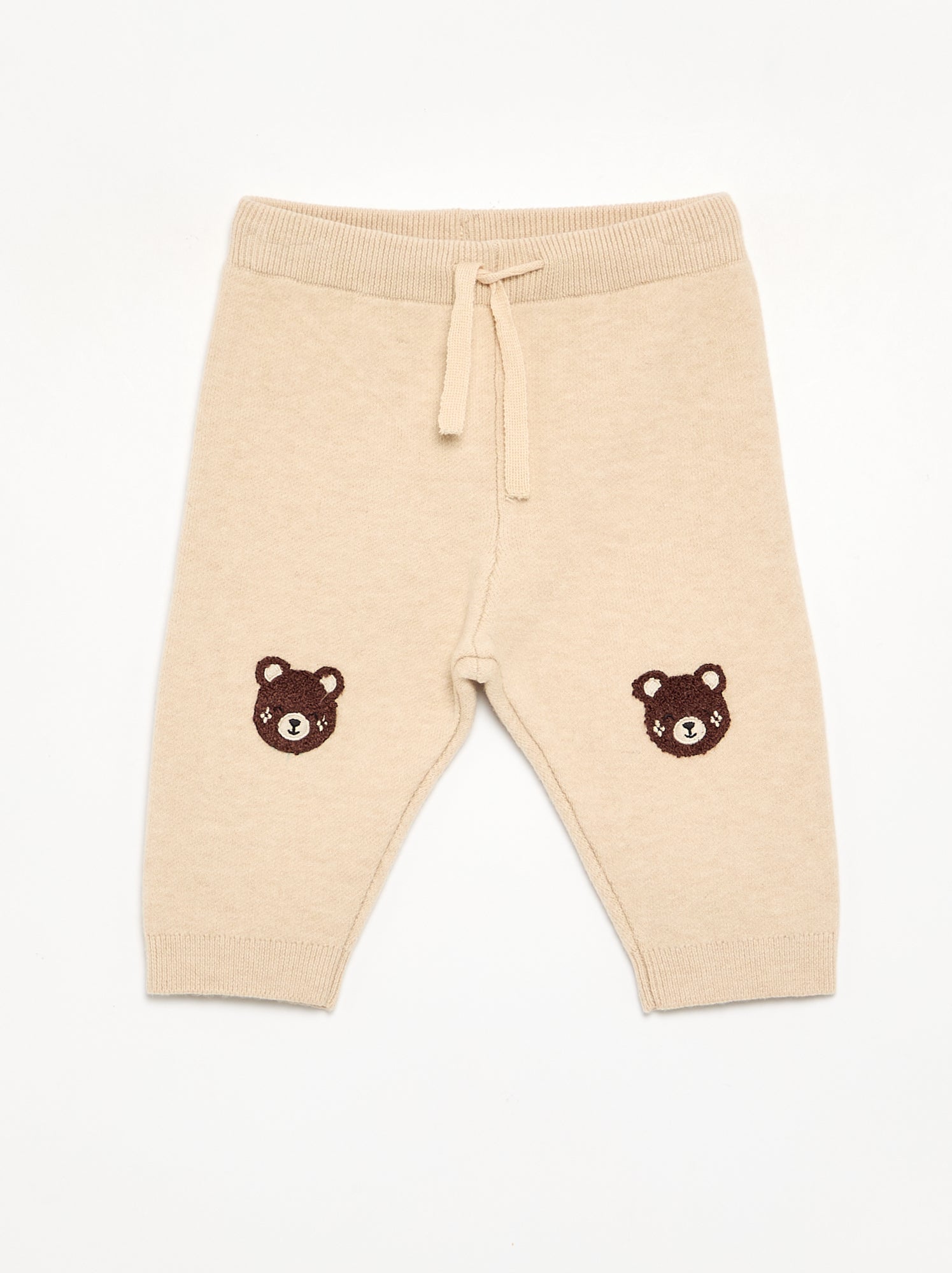 Pantalon en maille uni - Beige (GFT93_1)