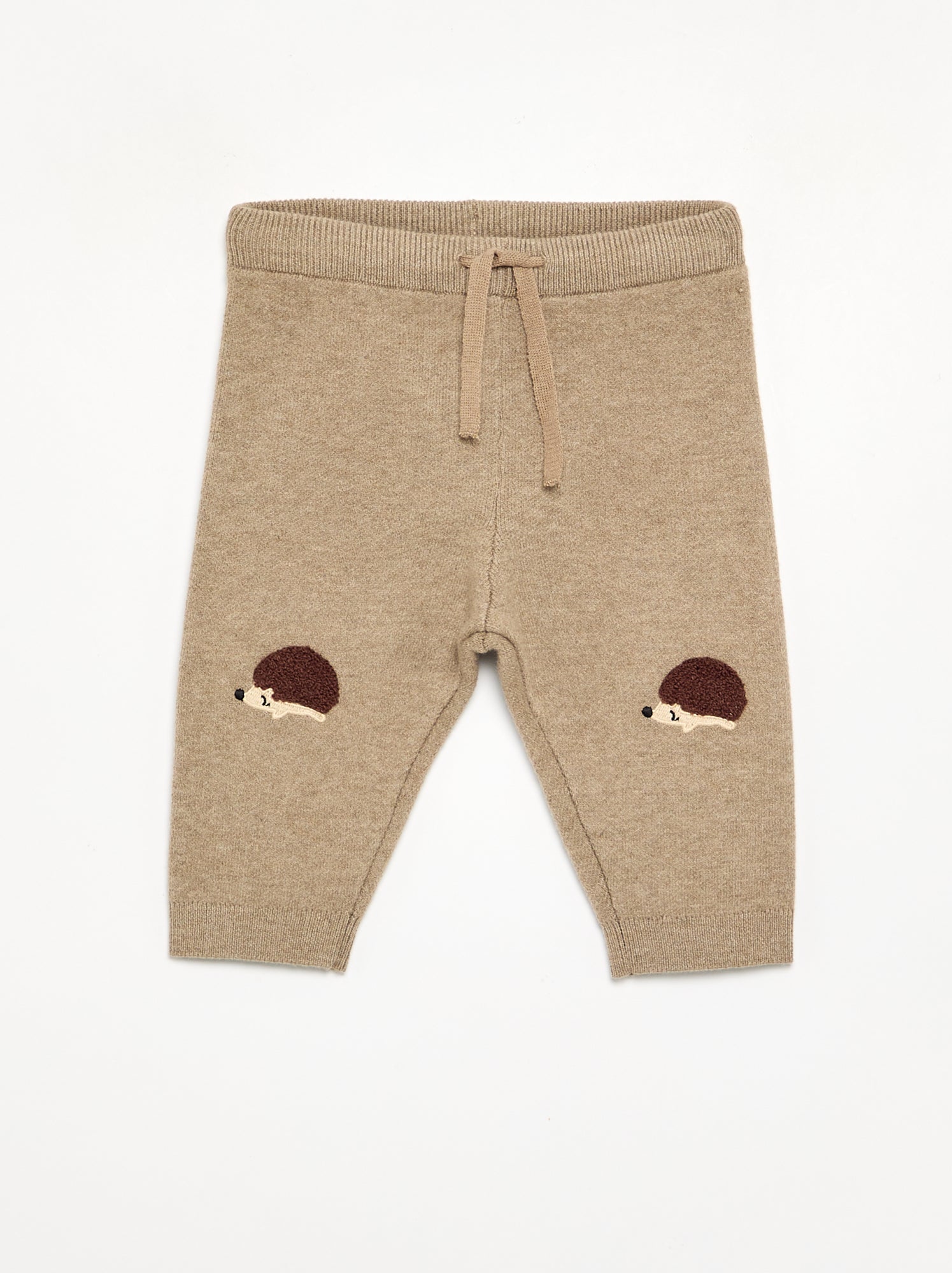 Pantalon en maille uni - Beige (GFT93_2)