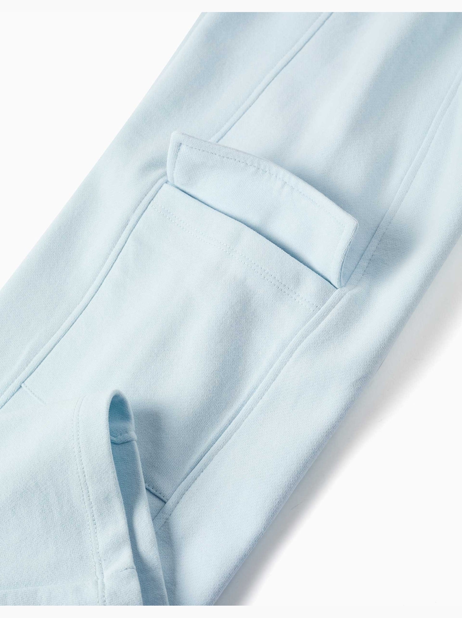 Pantalon en molleton à jambe large avec poches cargo - Bleu clair