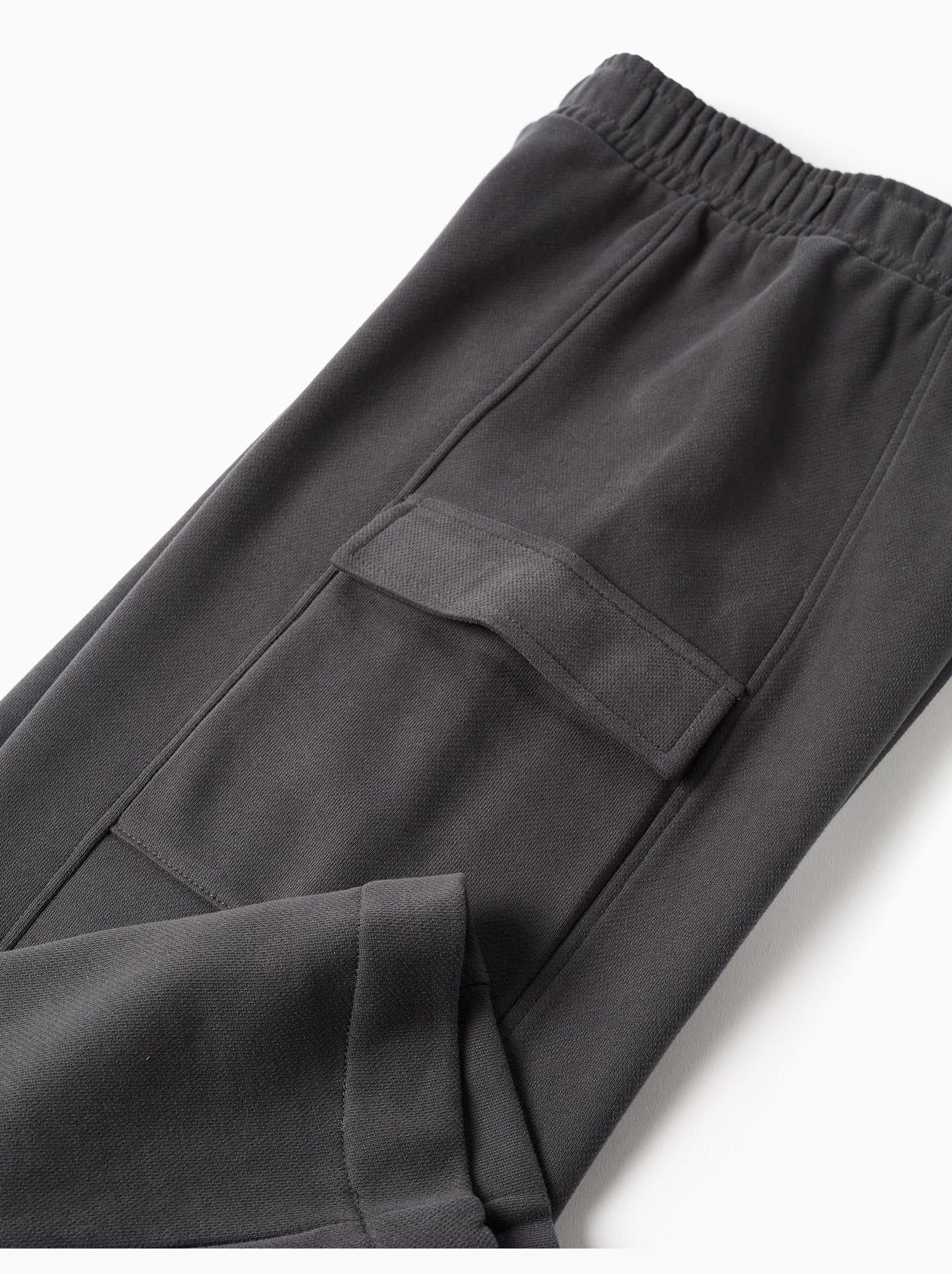 Pantalon en molleton à jambe large avec poches cargo - Gris foncé