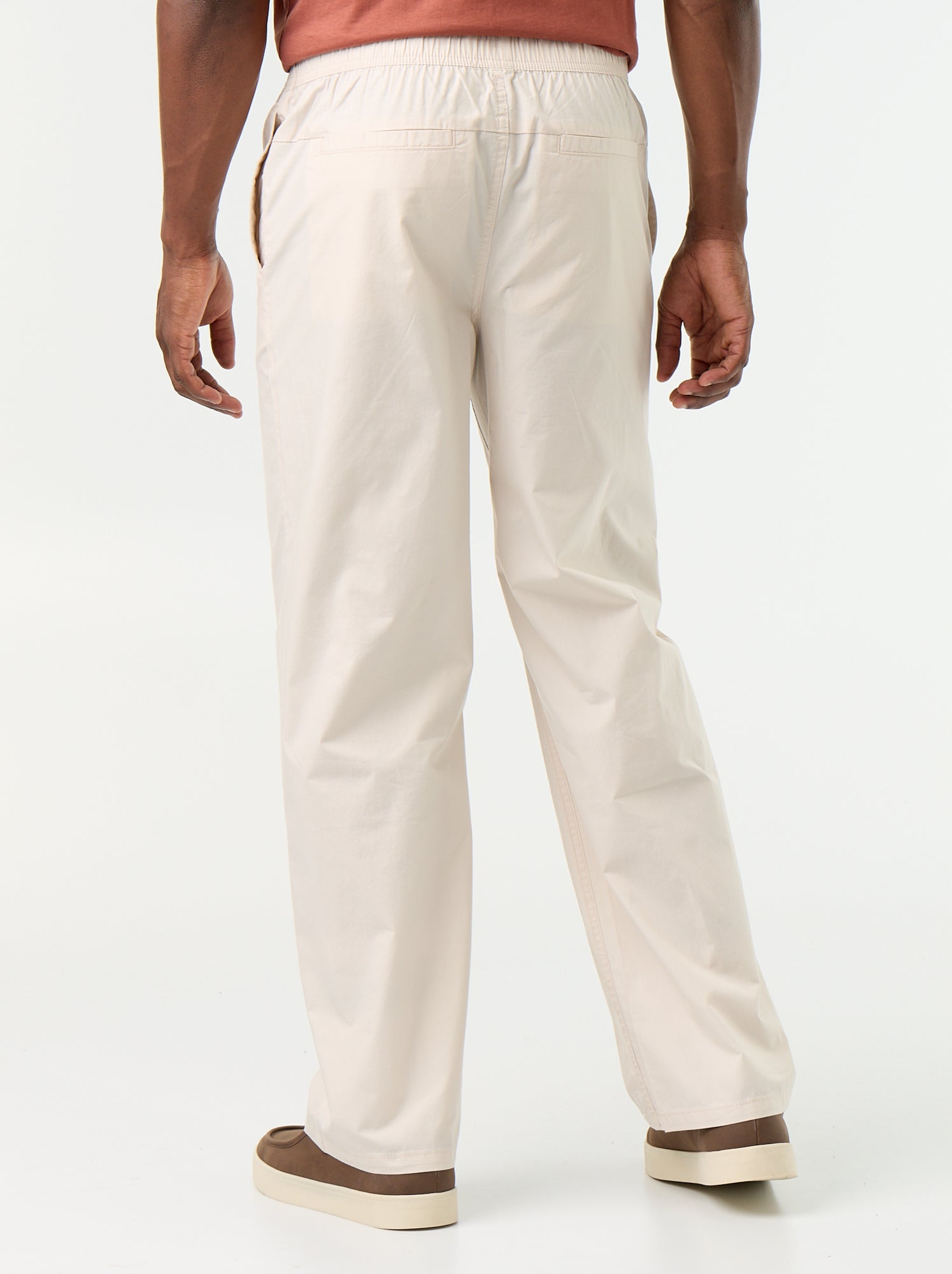 Pantalon en popeline taille élastiquée - Gris