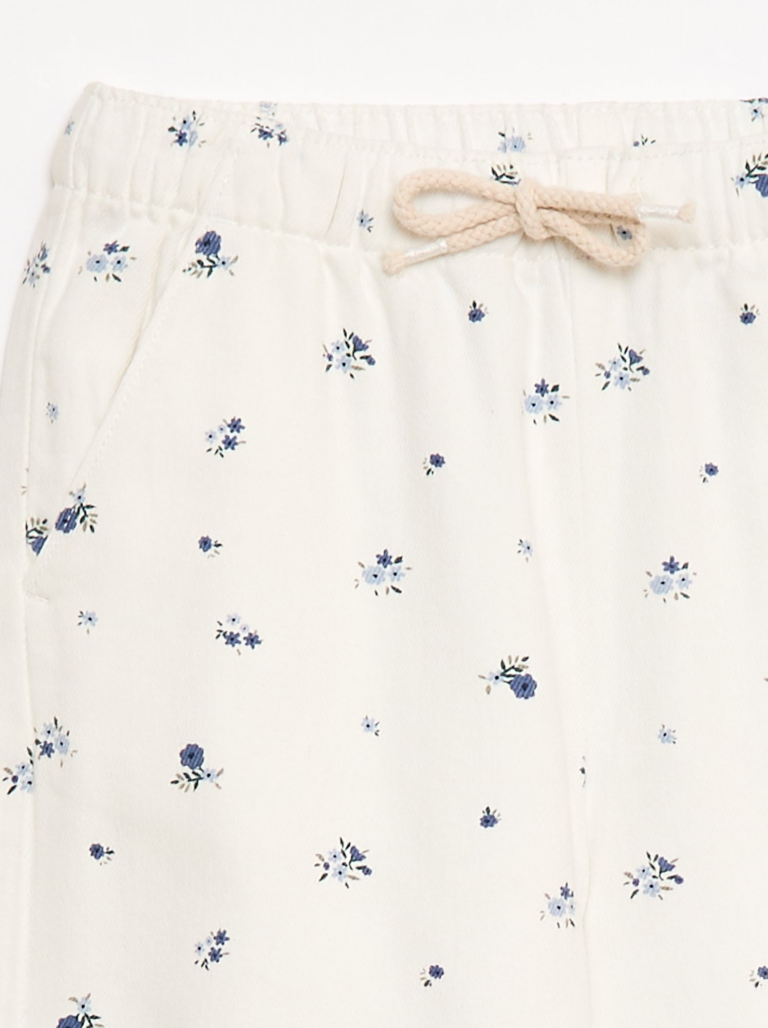 Pantalon en twill avec cordons de serrage - Blanc