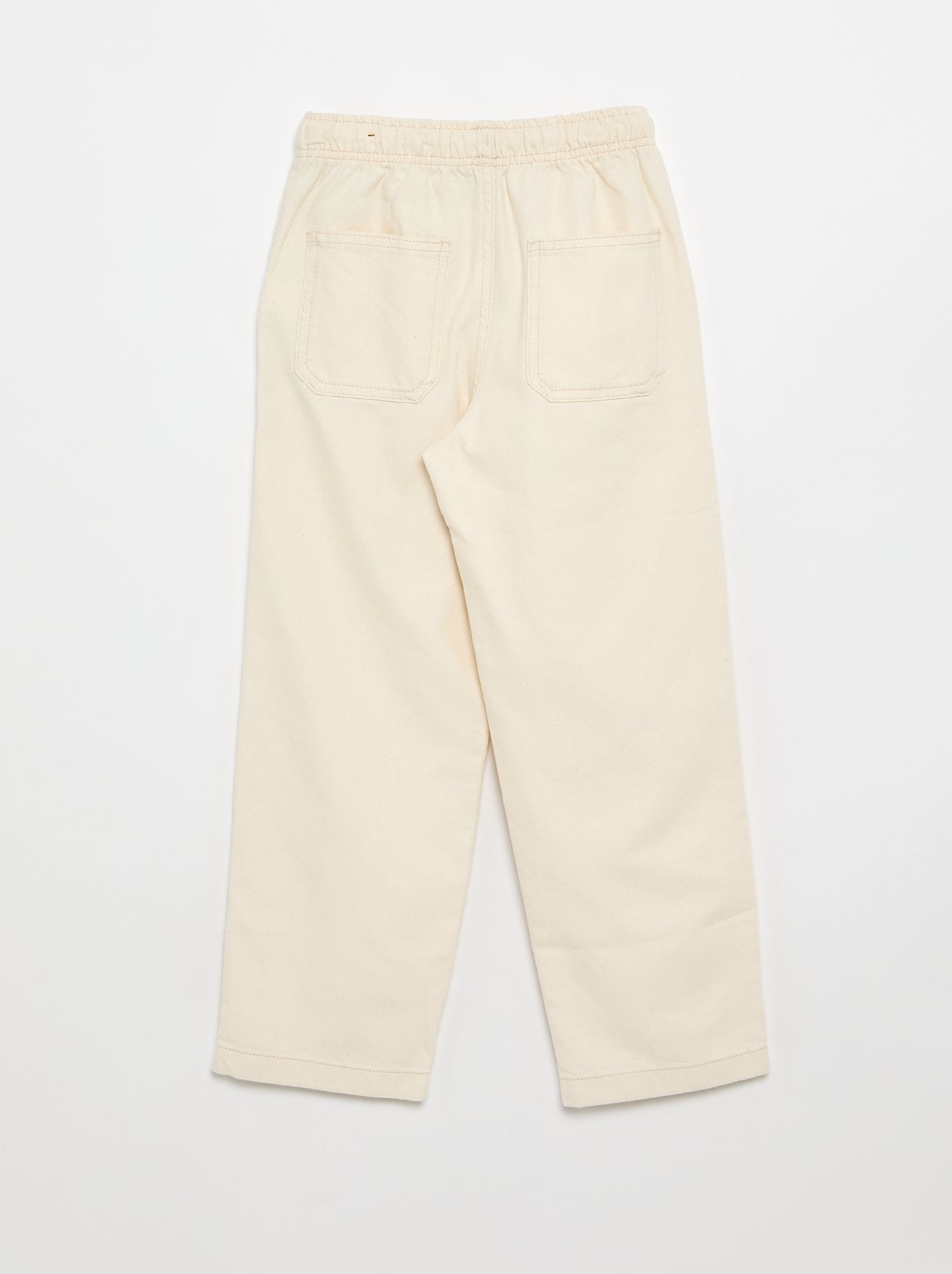 Pantalon en twill avec cordons de serrage - Blanc