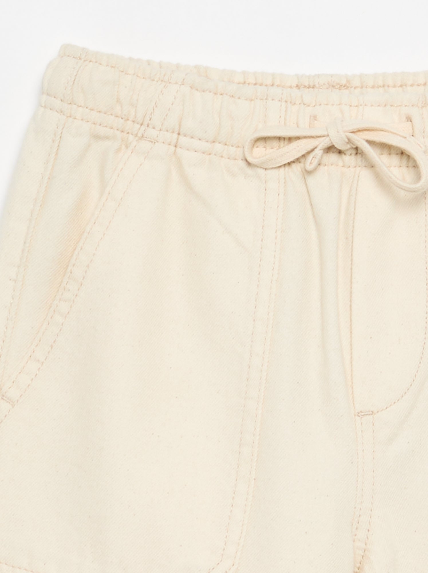 Pantalon en twill avec cordons de serrage - Blanc