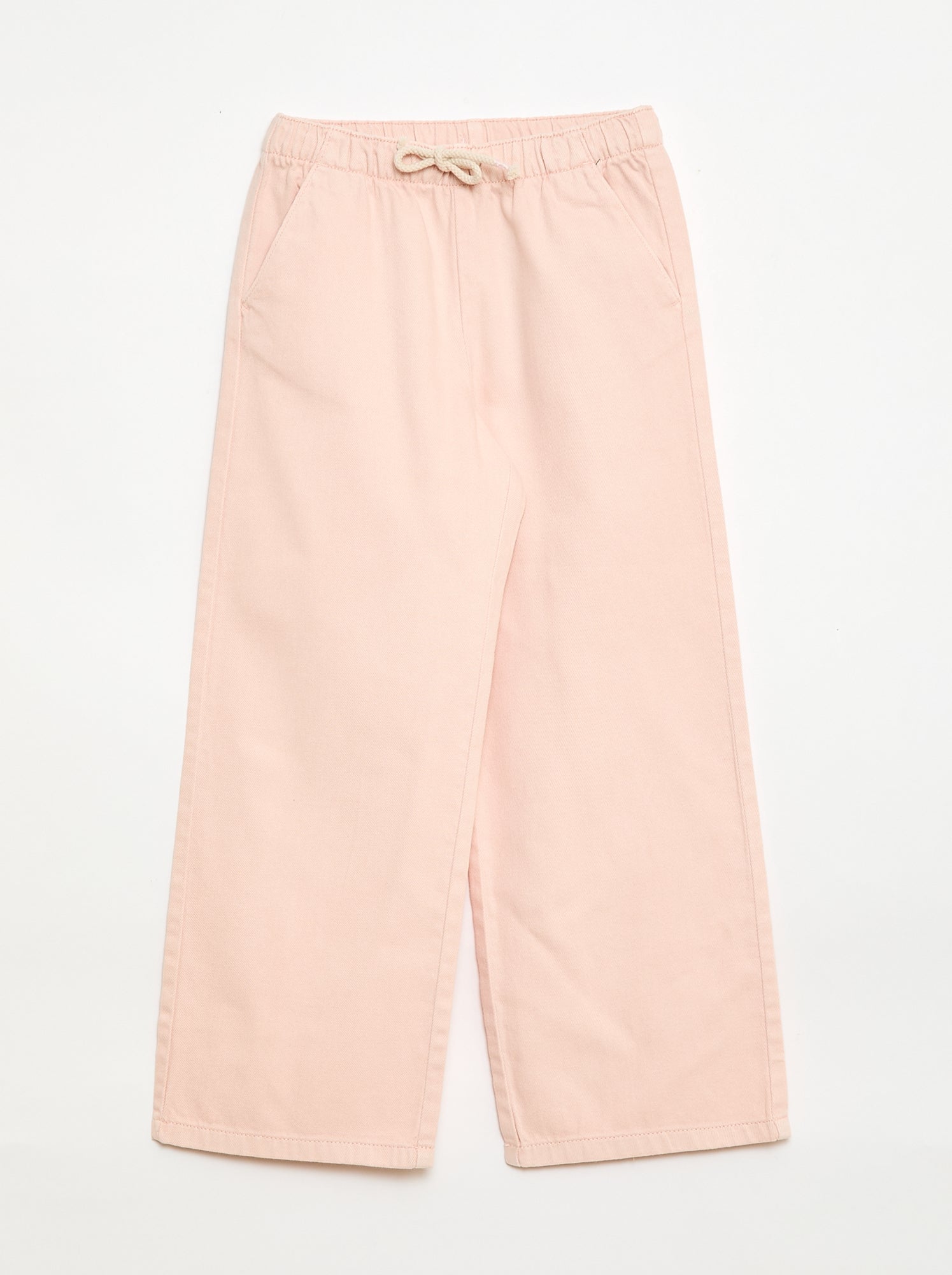 Pantalon en twill avec cordons de serrage - Rose