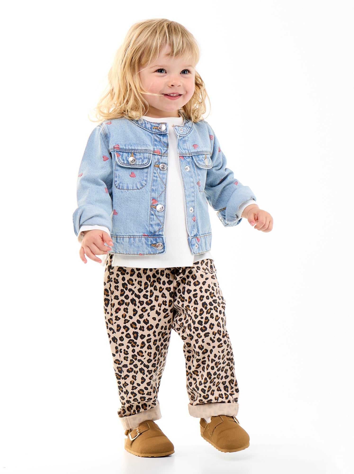 Pantalon en twill motif léopard - Beige