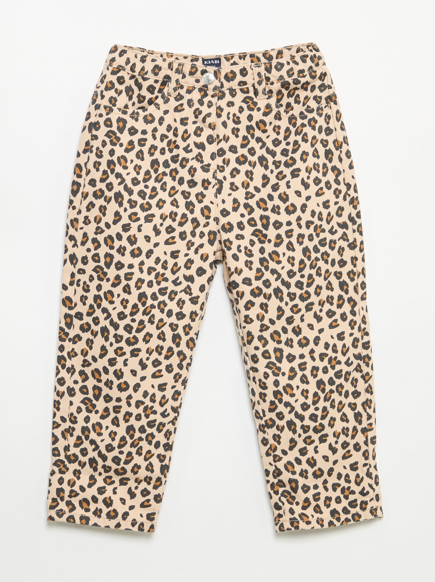 Pantalon en twill motif léopard - Beige