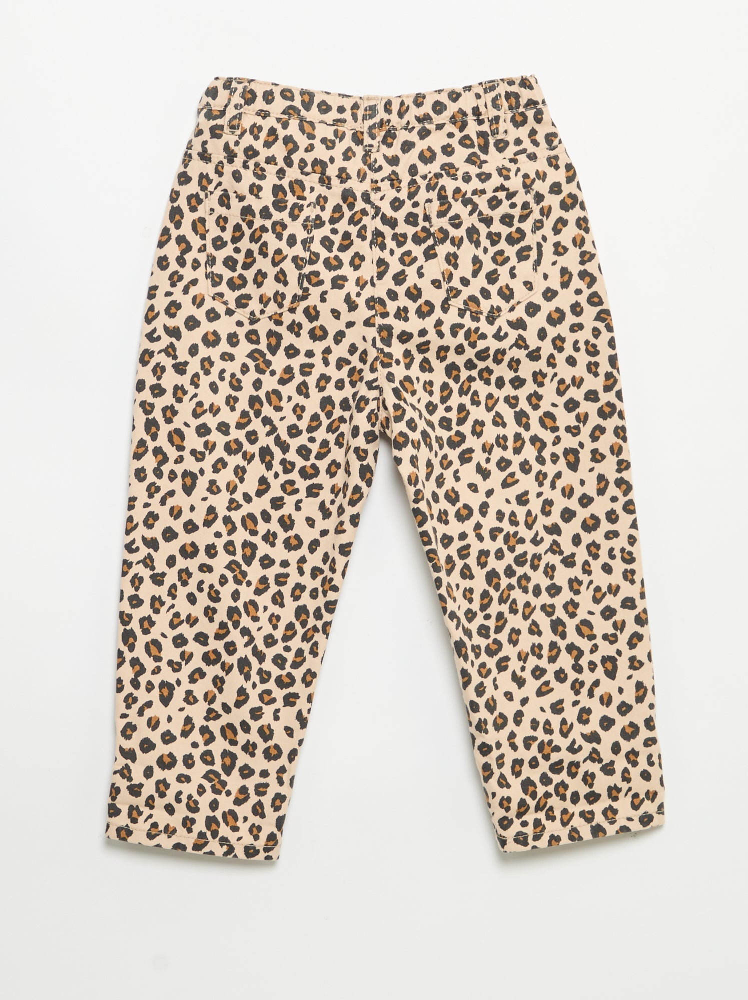 Pantalon en twill motif léopard - Beige