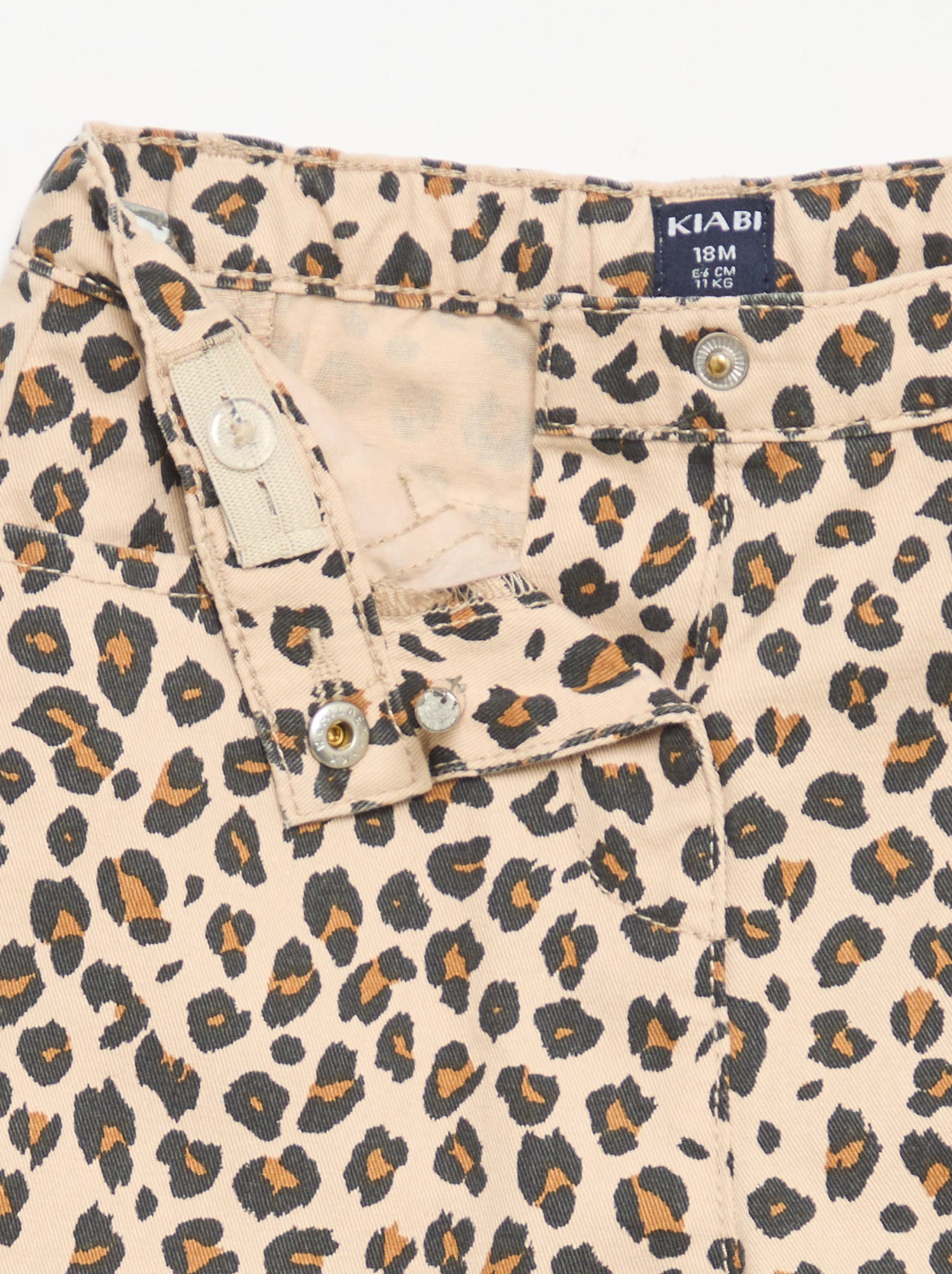 Pantalon en twill motif léopard - Beige