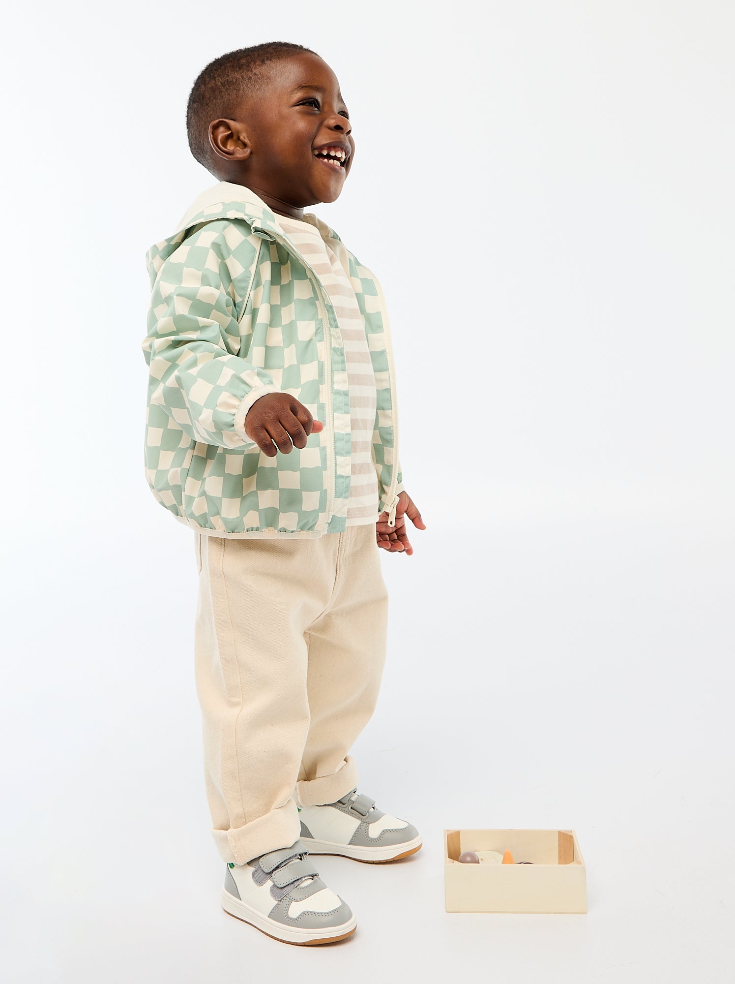 Pantalon en twill paperbag taille 3/4 - Blanc