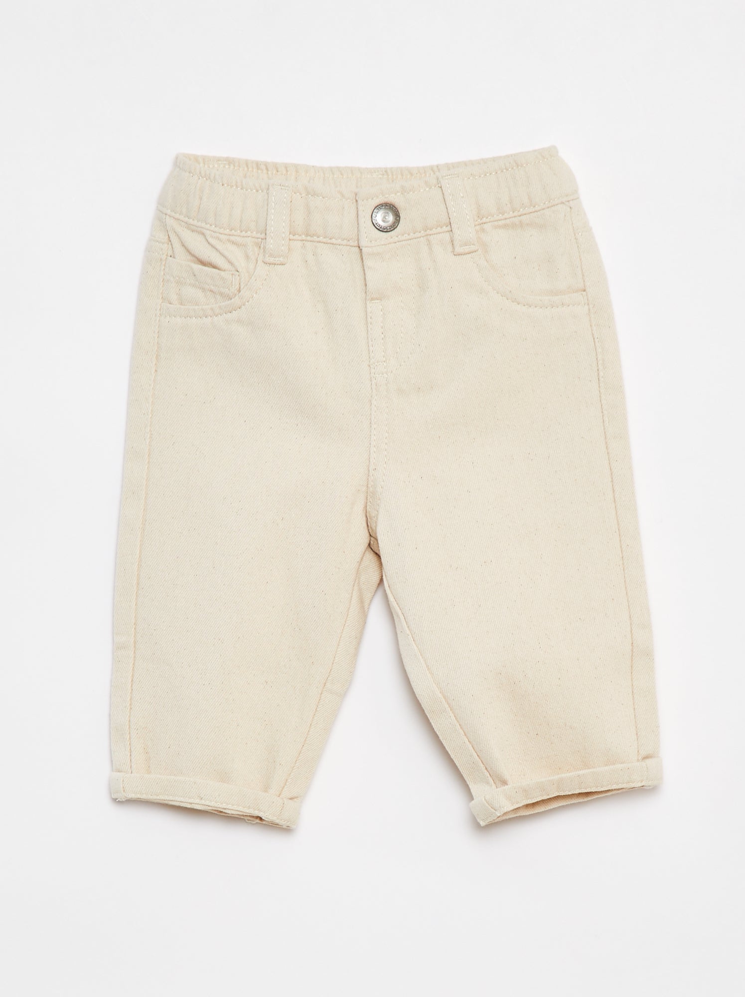 Pantalon en twill paperbag taille 3/4 - Blanc
