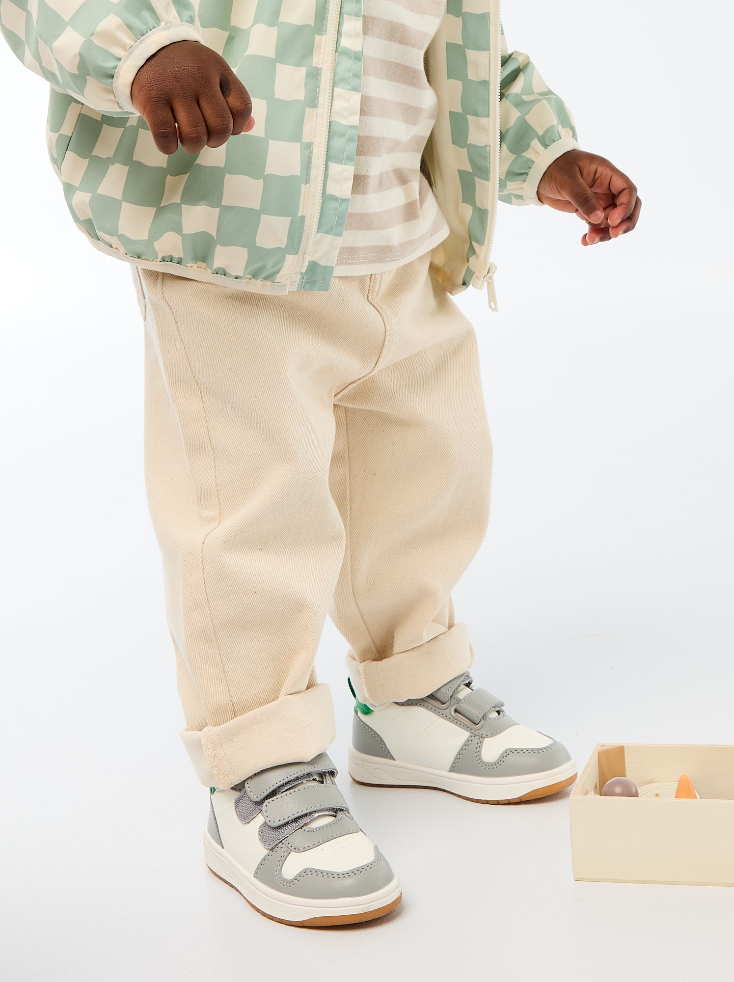 Pantalon en twill paperbag taille 3/4 - Blanc