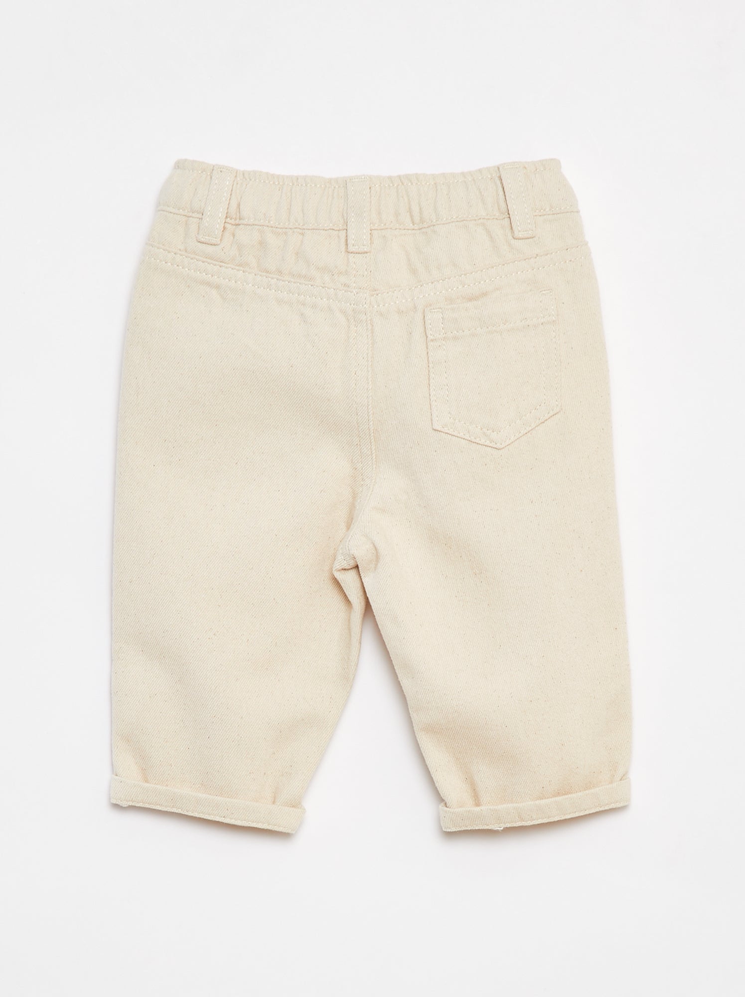 Pantalon en twill paperbag taille 3/4 - Blanc