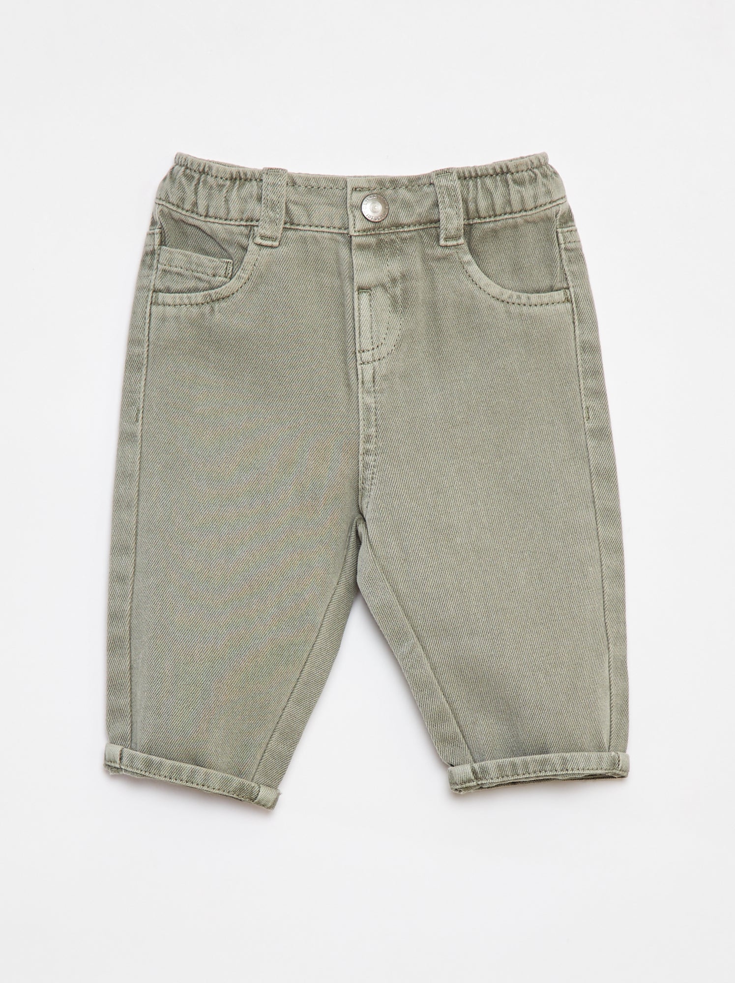 Pantalon en twill paperbag taille 3/4 - Vert