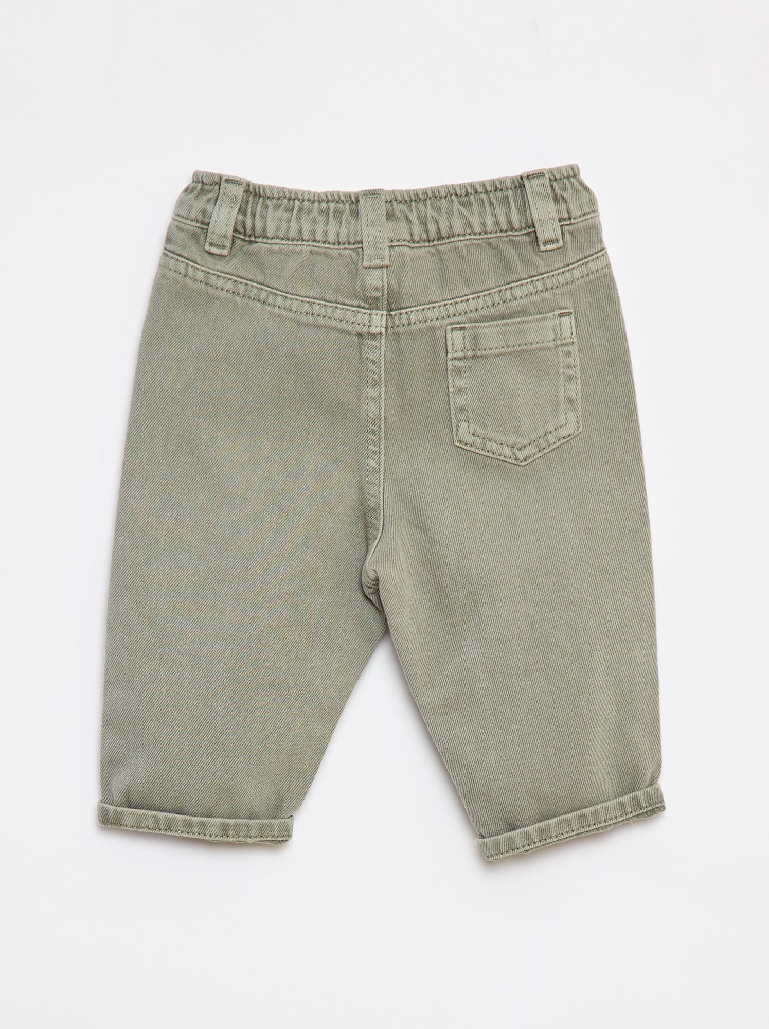 Pantalon en twill paperbag taille 3/4 - Vert