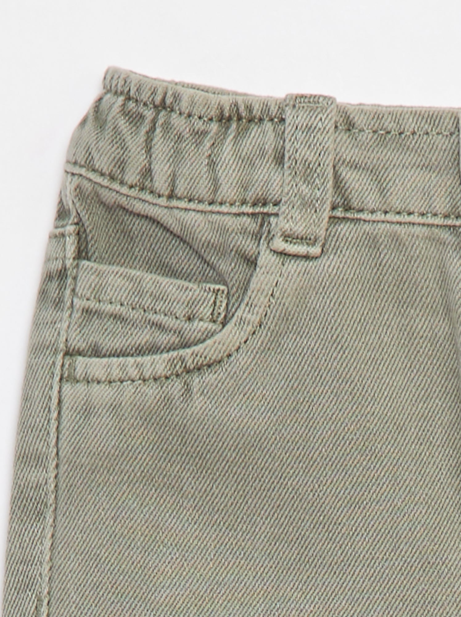 Pantalon en twill paperbag taille 3/4 - Vert
