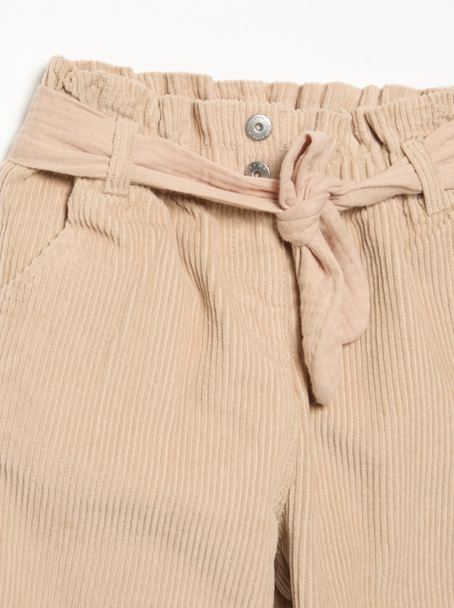 Pantalon en velours côtelé avec ceinture incluse - Beige