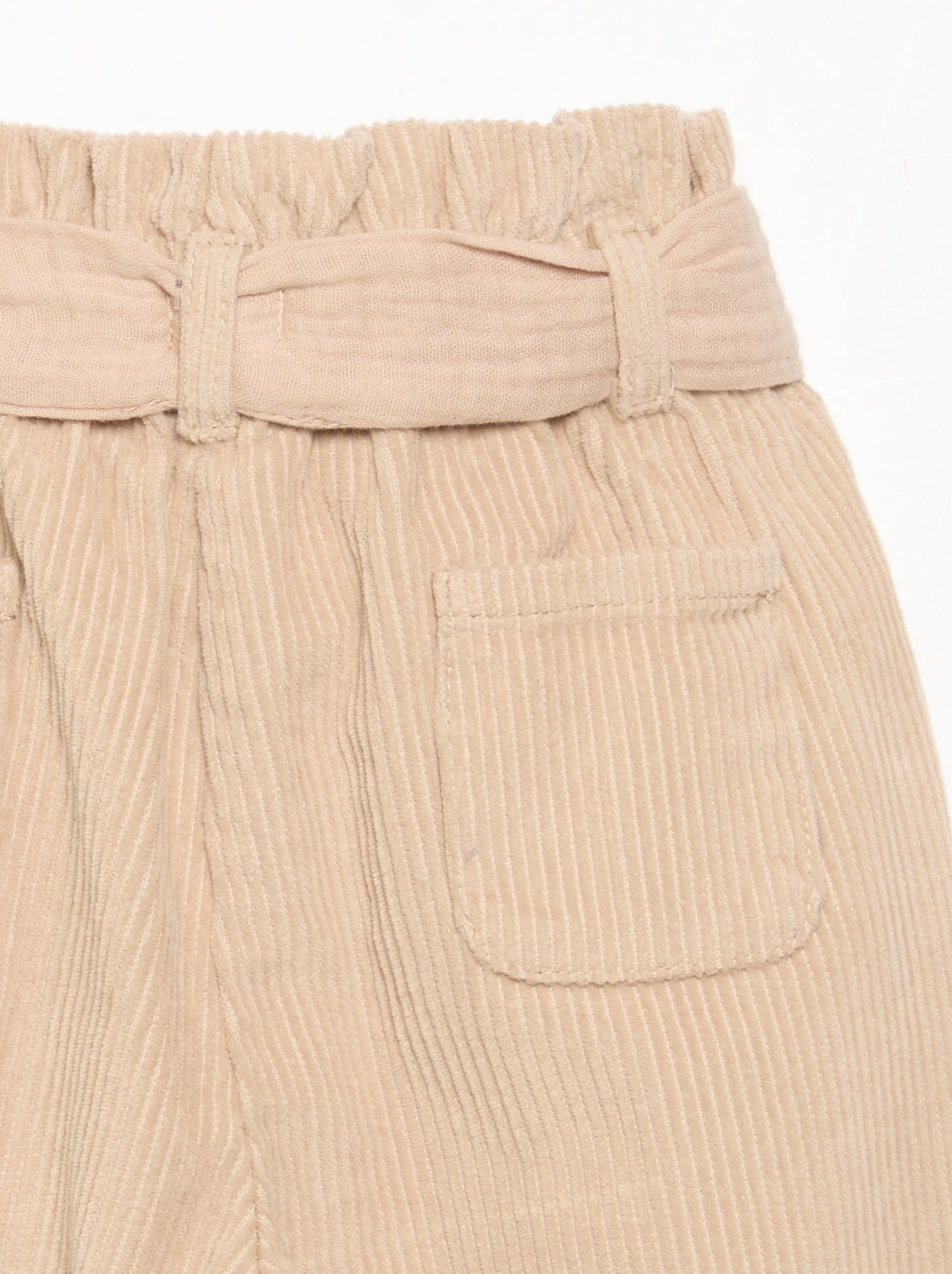 Pantalon en velours côtelé avec ceinture incluse - Beige