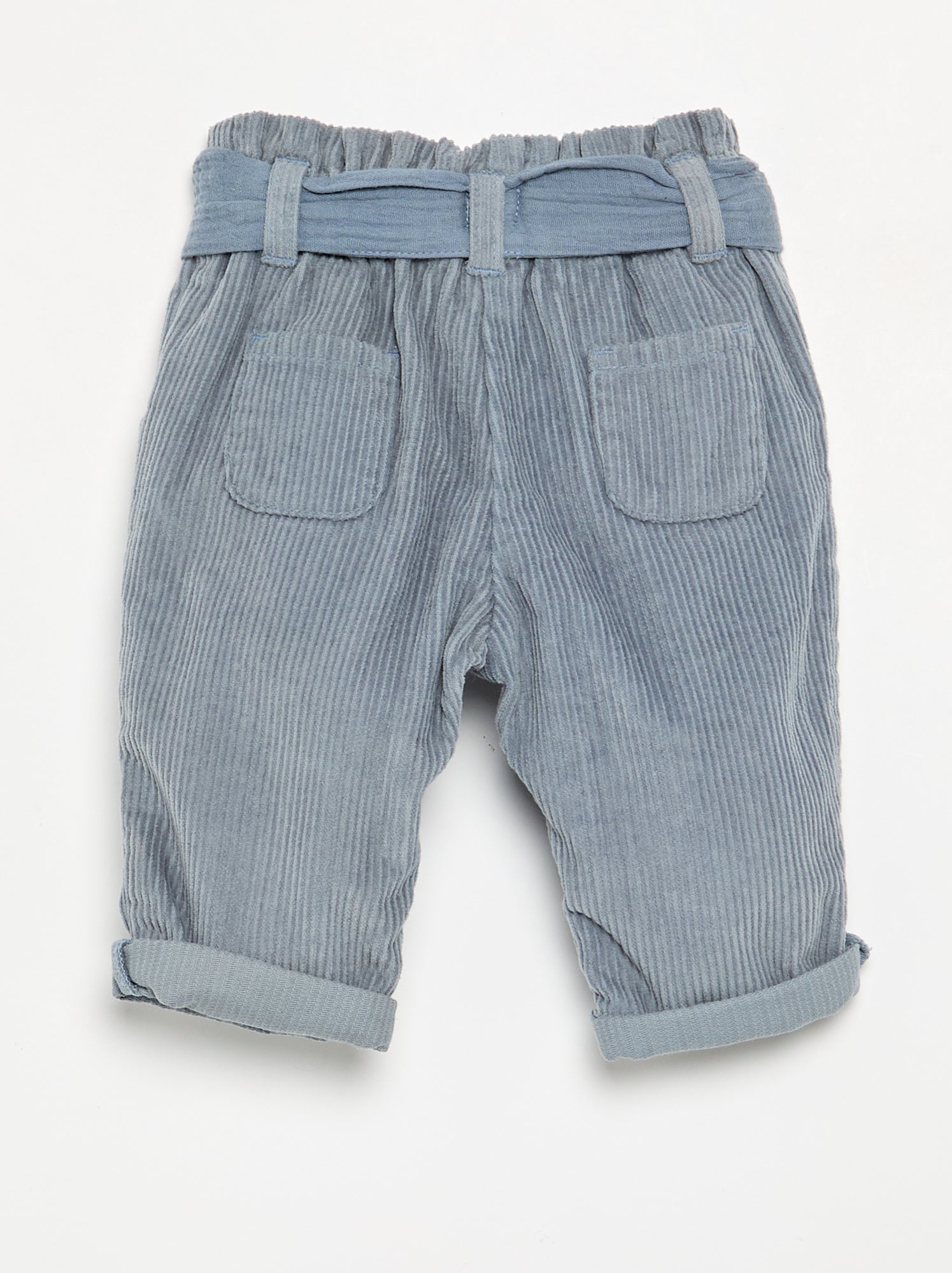 Pantalon en velours côtelé avec ceinture incluse - Bleu