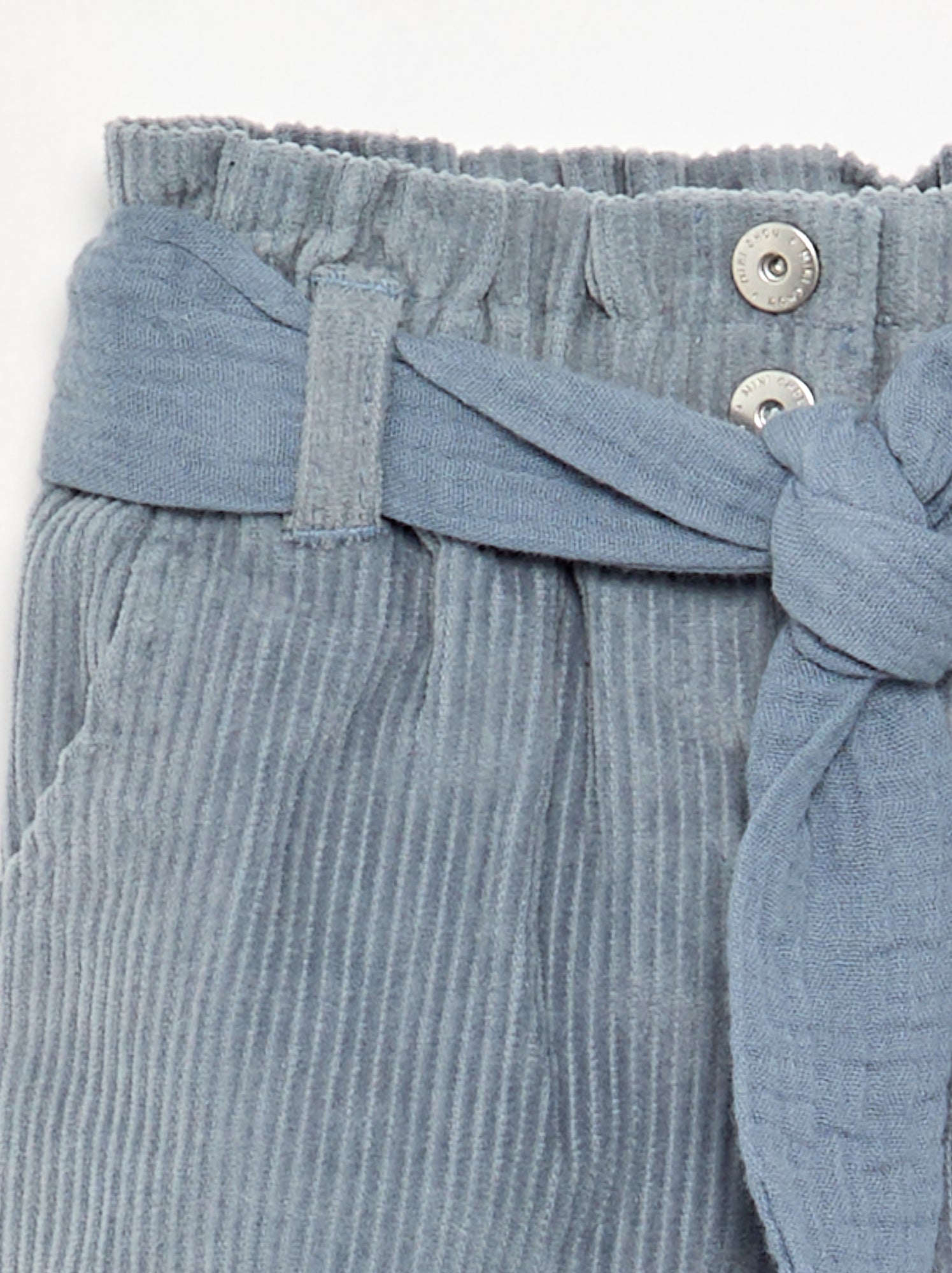 Pantalon en velours côtelé avec ceinture incluse - Bleu