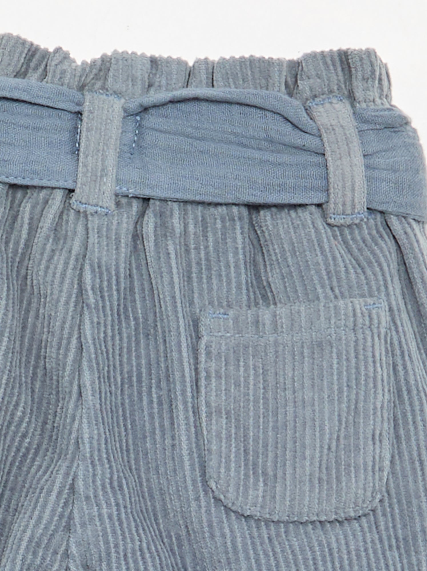 Pantalon en velours côtelé avec ceinture incluse - Bleu