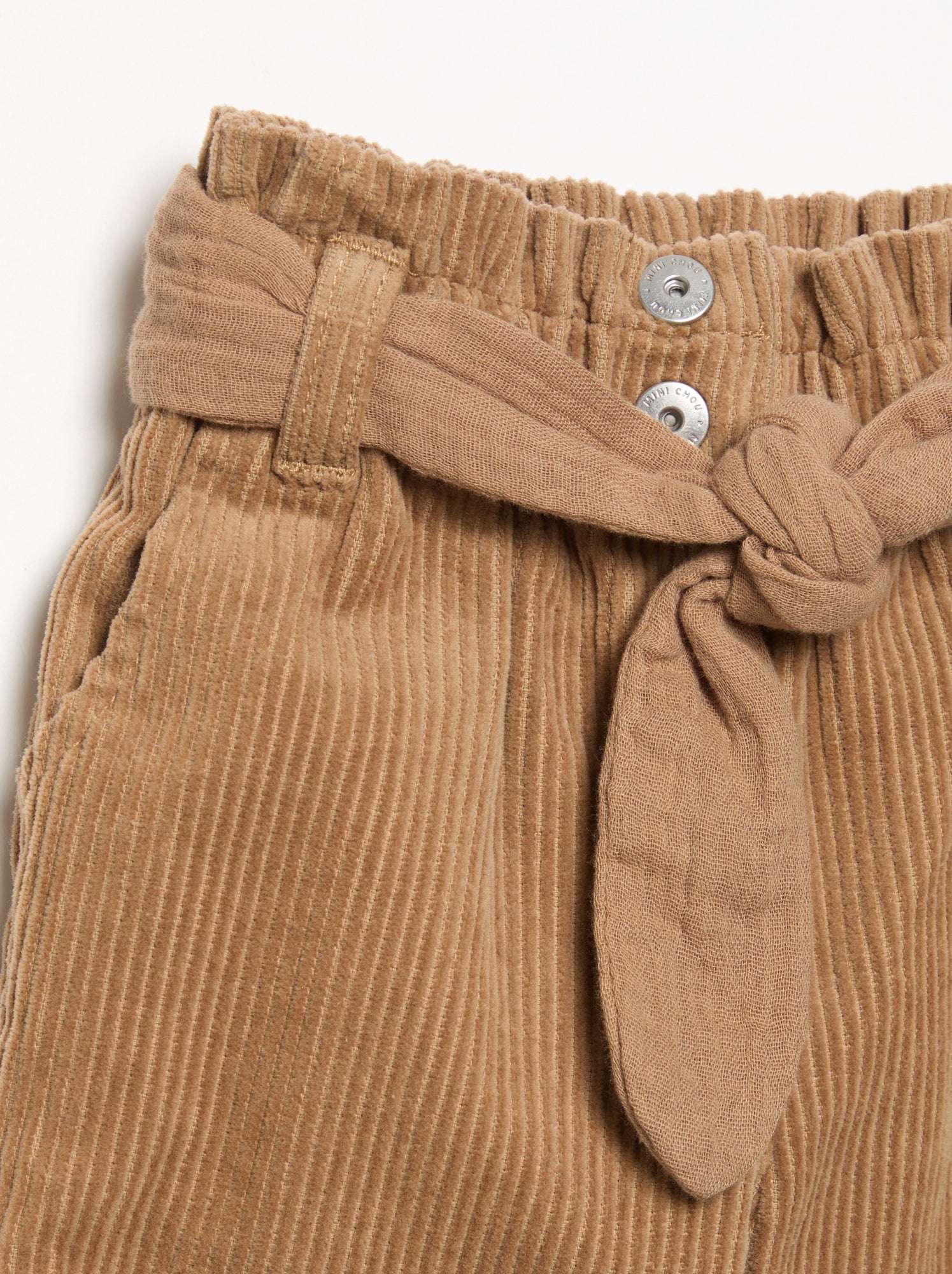 Pantalon en velours côtelé avec ceinture incluse - Marron