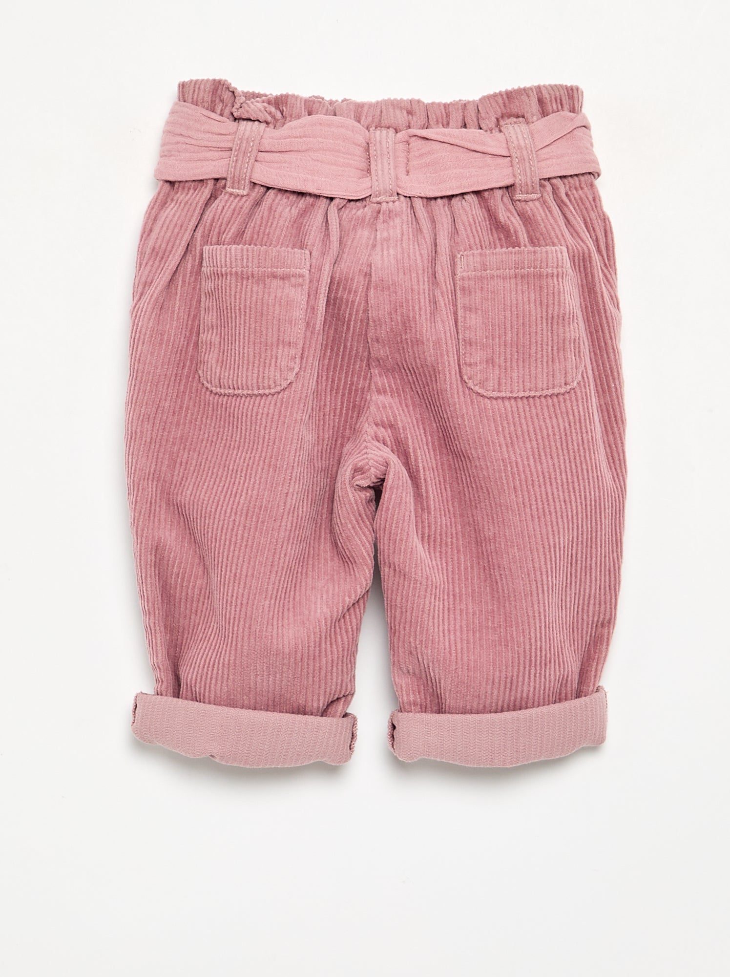 Pantalon en velours côtelé avec ceinture incluse - Rose