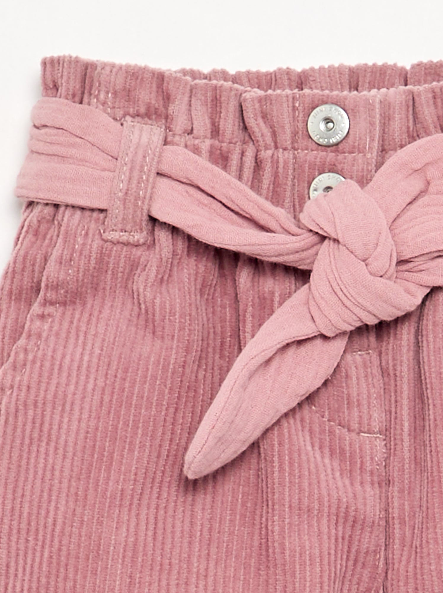 Pantalon en velours côtelé avec ceinture incluse - Rose