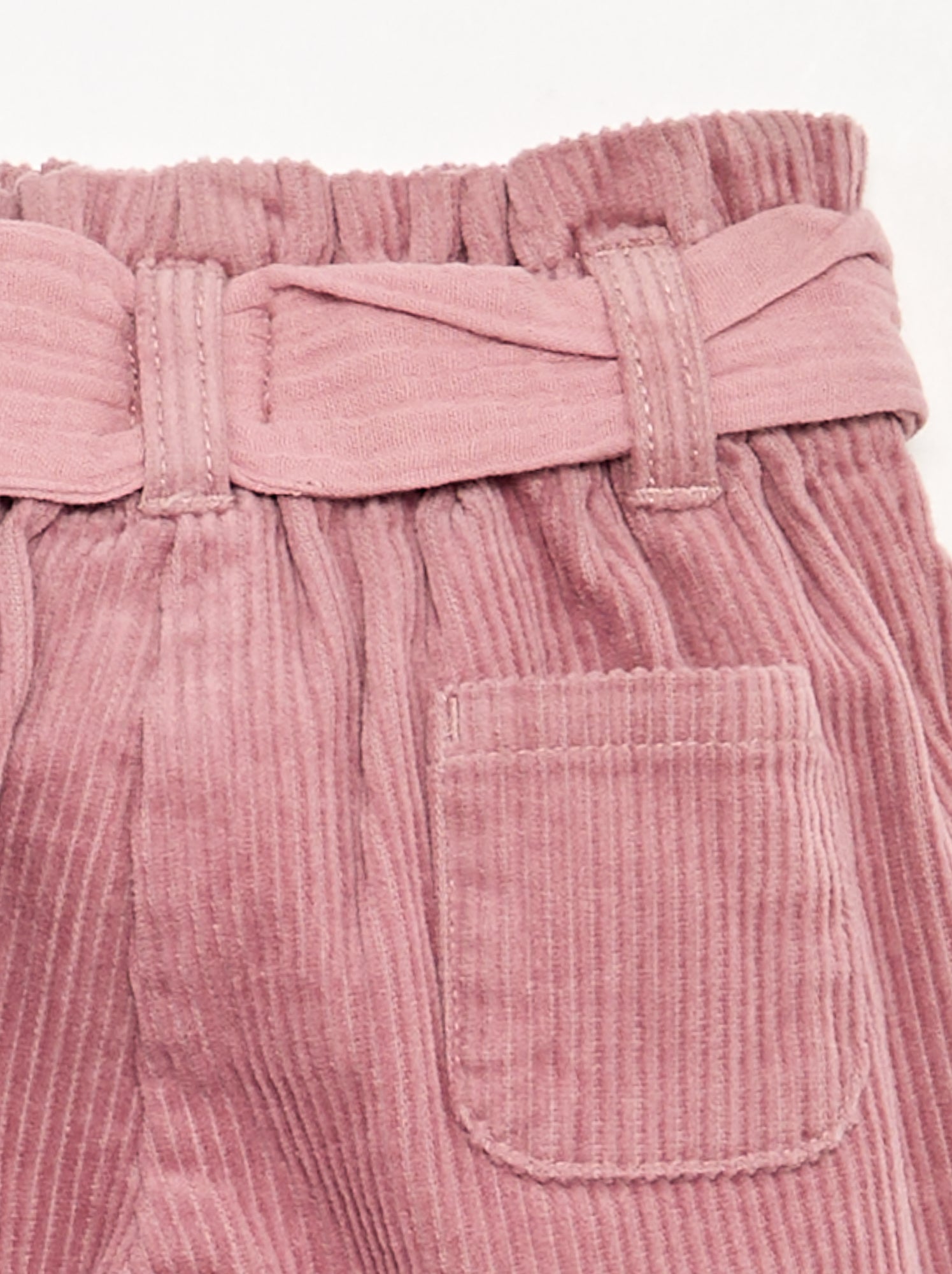 Pantalon en velours côtelé avec ceinture incluse - Rose